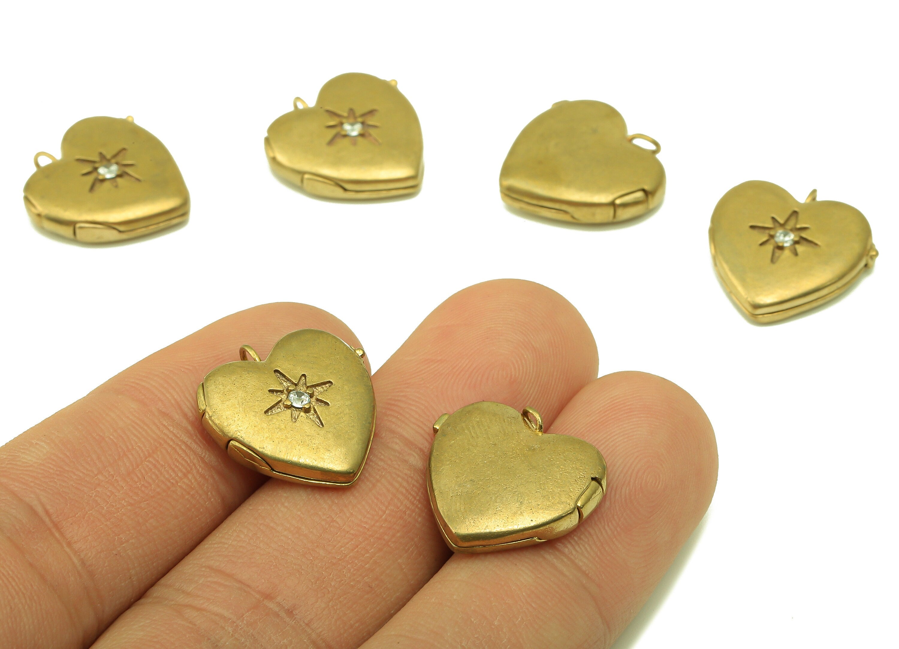 Brass Watch Earring - Raw Brass Cubic Zircon Pocket Watch Pendant -CZ Heart For Necklace - Jewelry Making - 18.23 x 17.37 x 4.63mm - PP8558 - DOMEDBAZAAR