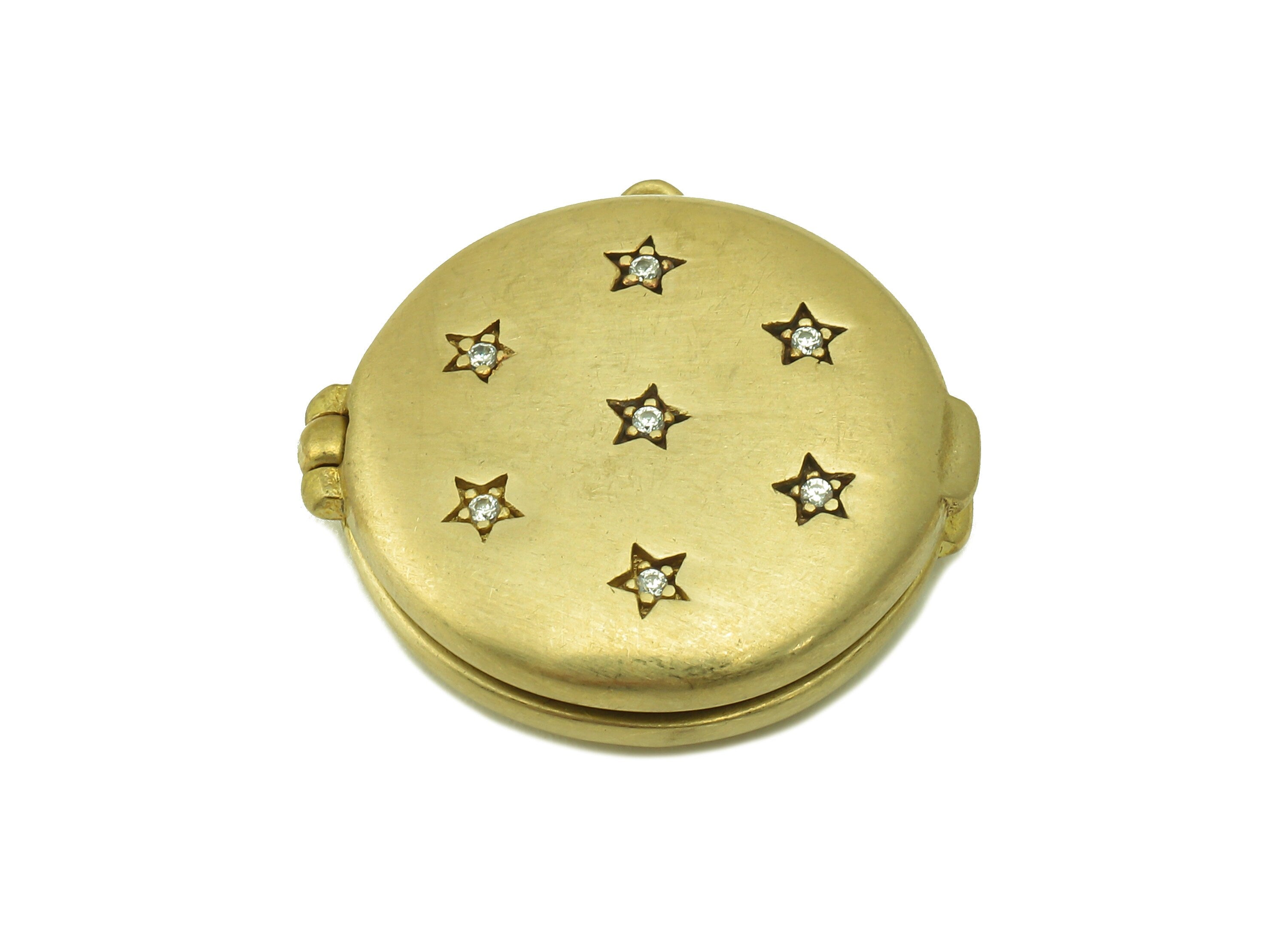 Brass Watch Earring - Raw Brass Cubic Zircon Pocket Watch Pendant -CZ Circle For Necklace - Round Star Watch - 23.09 x 23.24x 6.13mm- PP8571 - DOMEDBAZAAR
