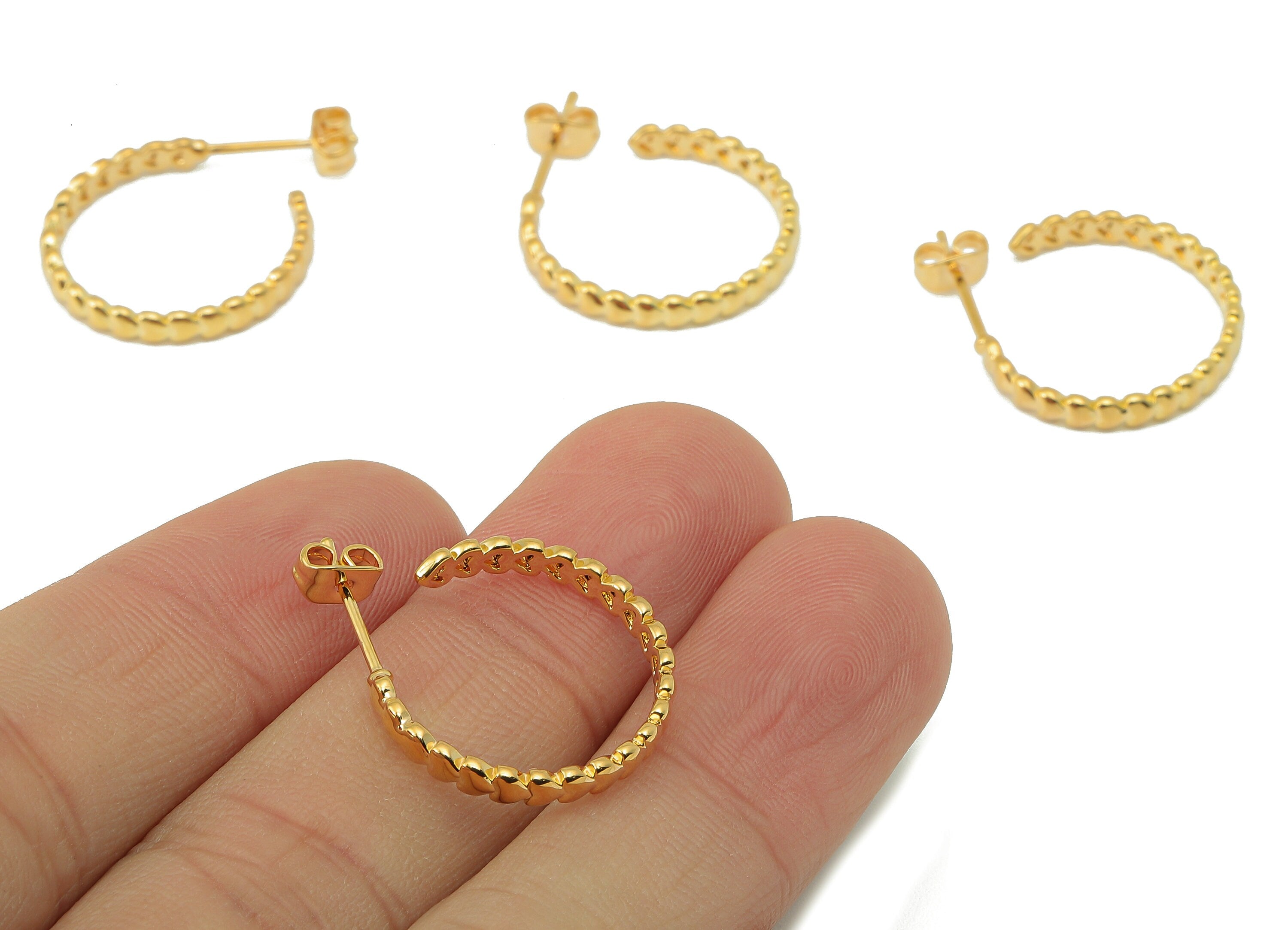 Brass Heart Hoop Earring Clasp - Brass Mini Heart Earring Hoop - Circle Hoop Clasp Earring - 18K Real Gold Plating-23.4x21.62x3.02mm-RGP5862 - DOMEDBAZAAR