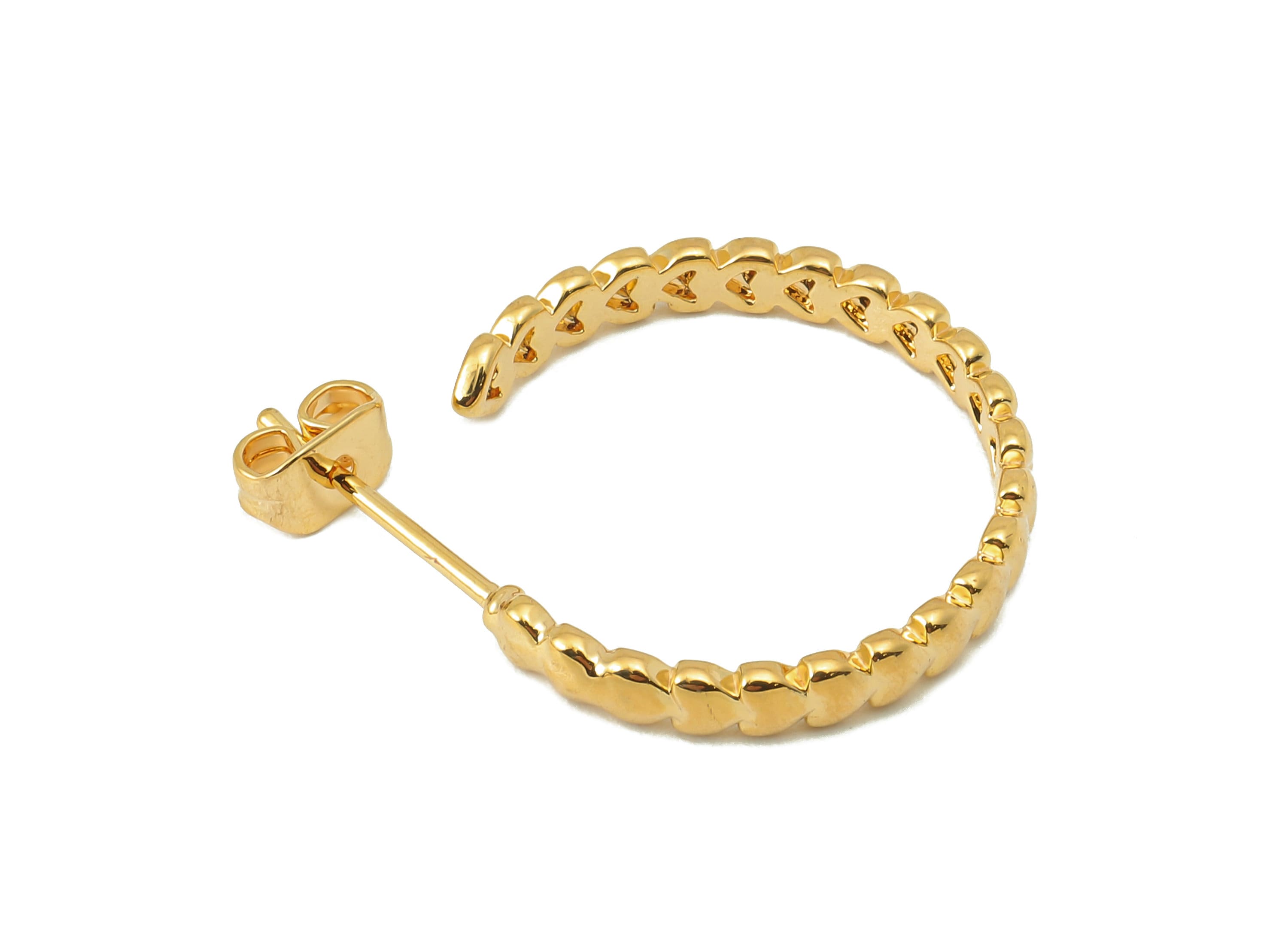 Brass Heart Hoop Earring Clasp - Brass Mini Heart Earring Hoop - Circle Hoop Clasp Earring - 18K Real Gold Plating-23.4x21.62x3.02mm-RGP5862 - DOMEDBAZAAR