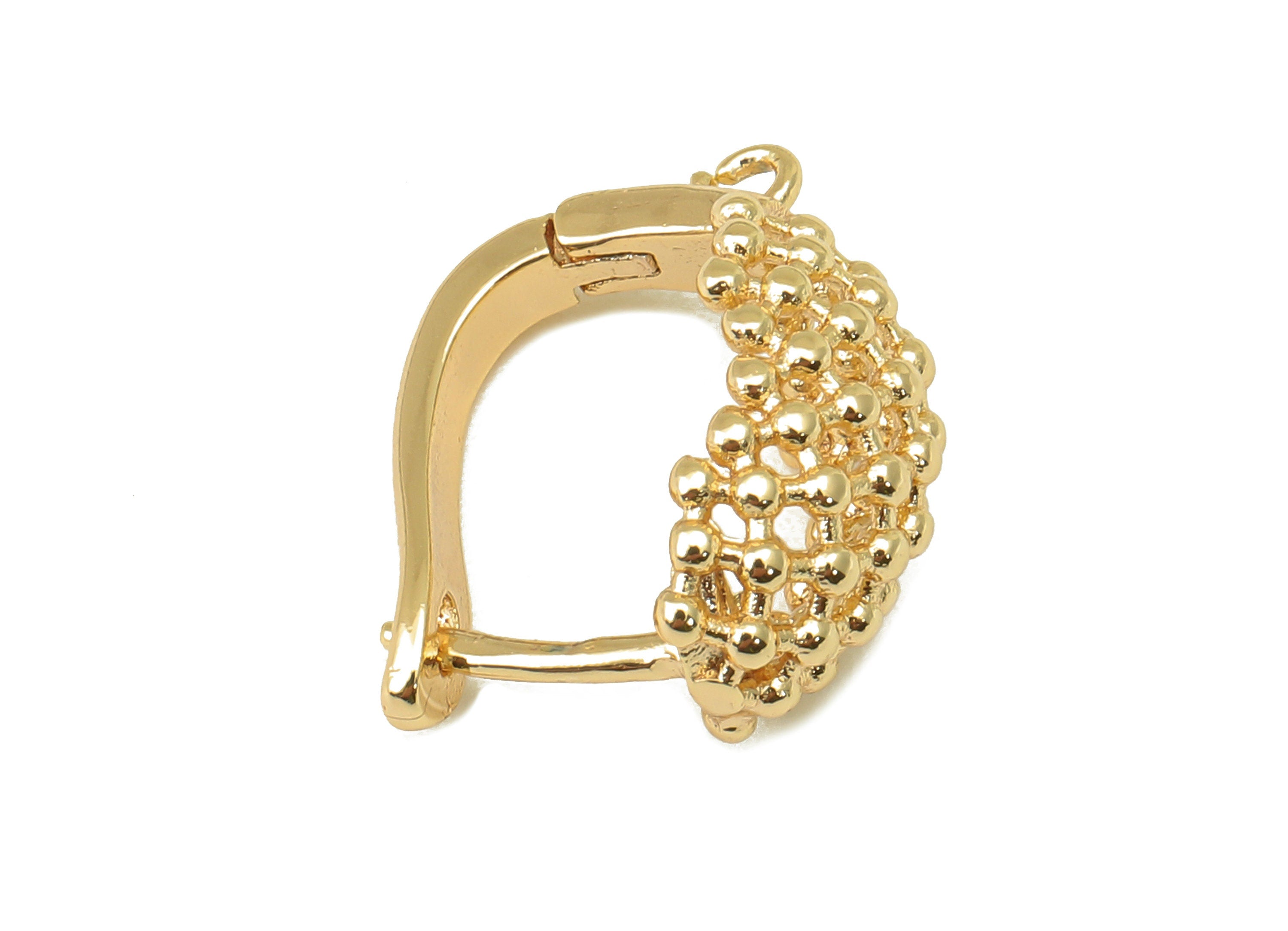 Brass Hole Loop Earring - Hollow Clasp Hoop Earring -Huggie Hoop Earring-Mesh Earring Clasp- 18K Real Gold Plating -17x14.5x1.94mm - RGP6078 - DOMEDBAZAAR