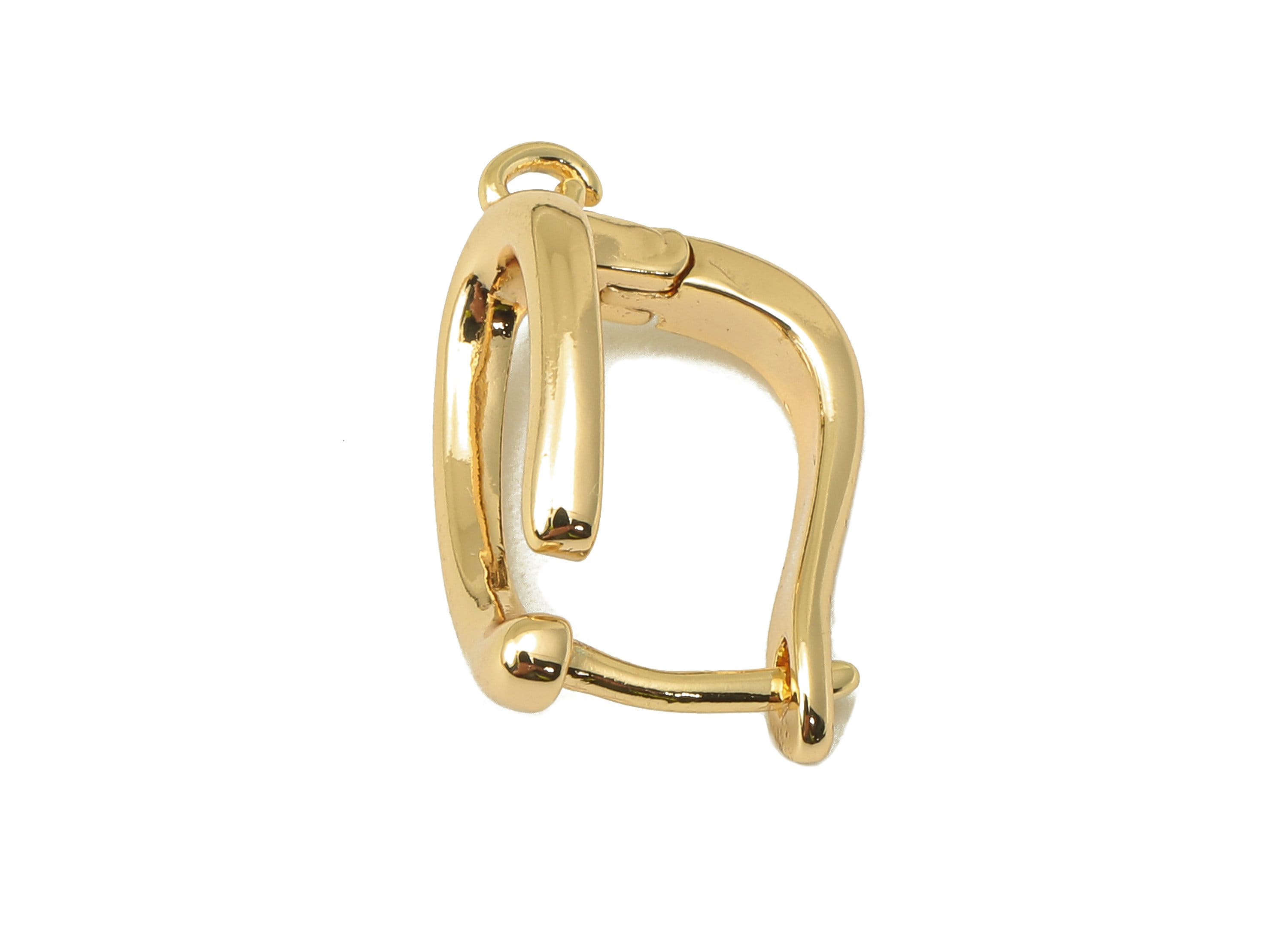 Brass Irregular Clasp Hoop Earring - Brass Loop Earring - Clasp Hoop Earring With Loop - 18K Real Gold Plating -19.58x 11x 1.84mm - RGP6104 - DOMEDBAZAAR