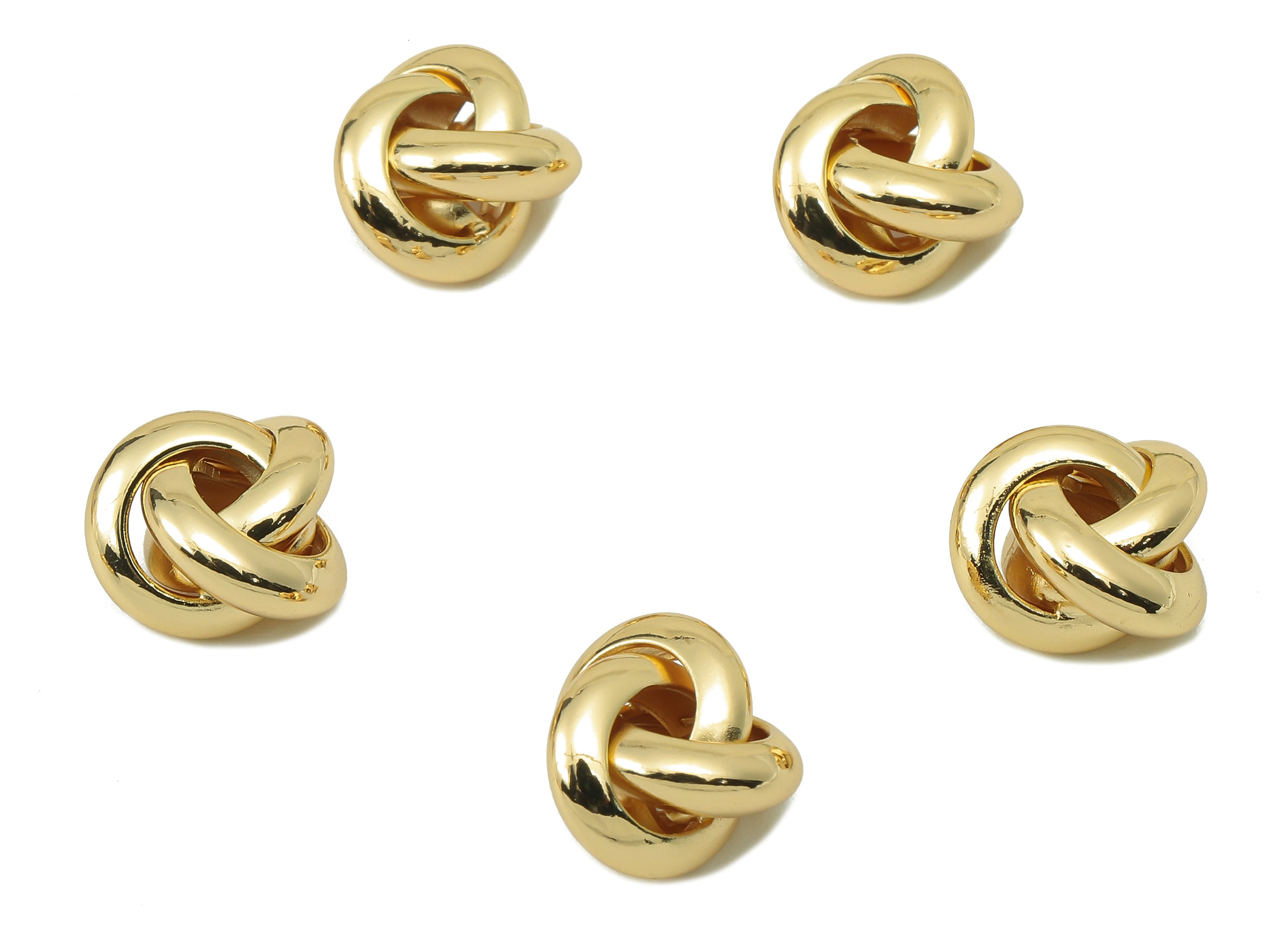 Brass Knot Earring Charms - Brass Rings Beads Earring Charm -Brass Gold Infinity Earring- 18K Real Gold Plating-11.35x 11.35x1.91mm-RGP5885 - DOMEDBAZAAR