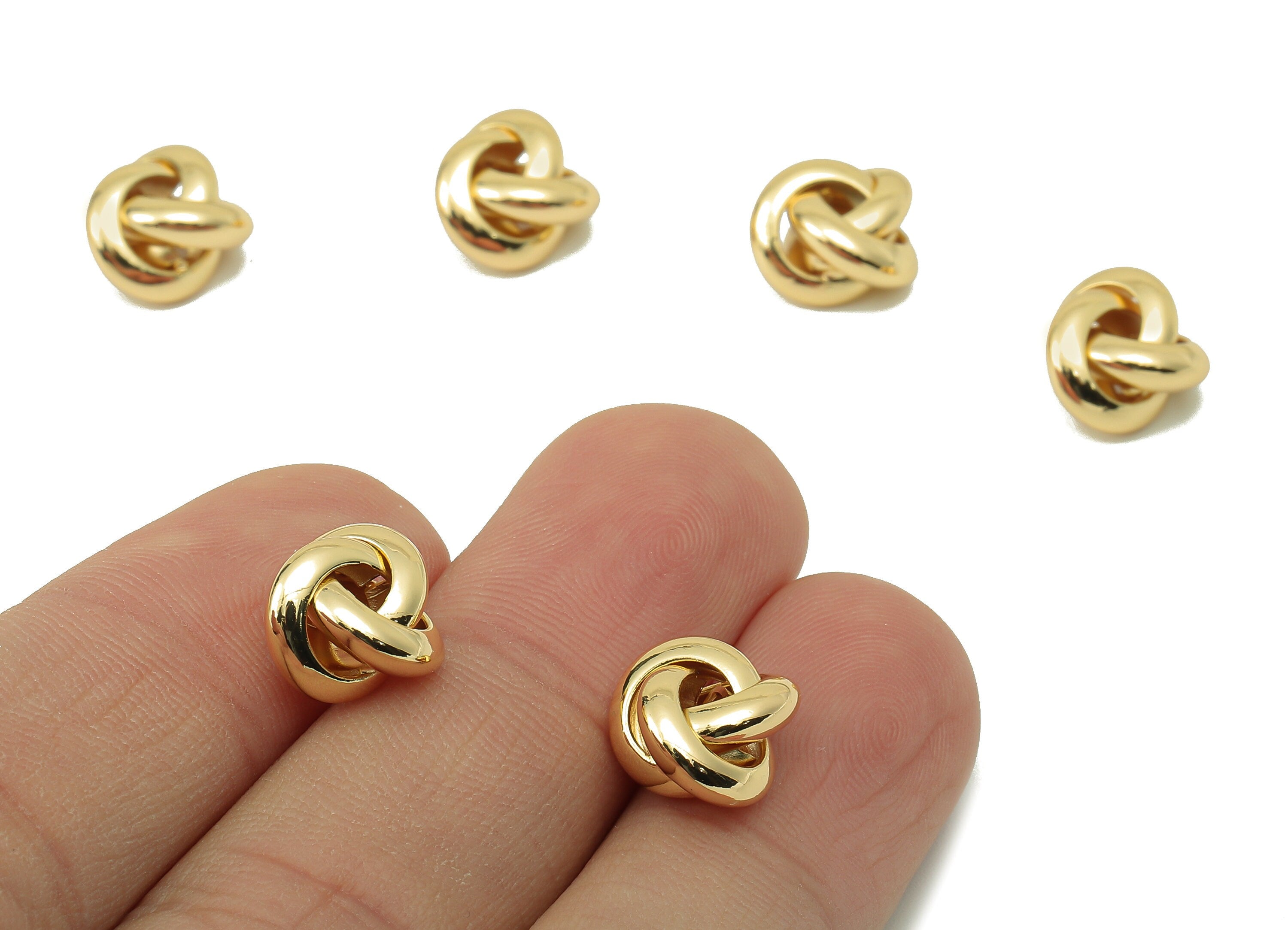 Brass Knot Earring Charms - Brass Rings Beads Earring Charm -Brass Gold Infinity Earring- 18K Real Gold Plating-11.35x 11.35x1.91mm-RGP5885 - DOMEDBAZAAR