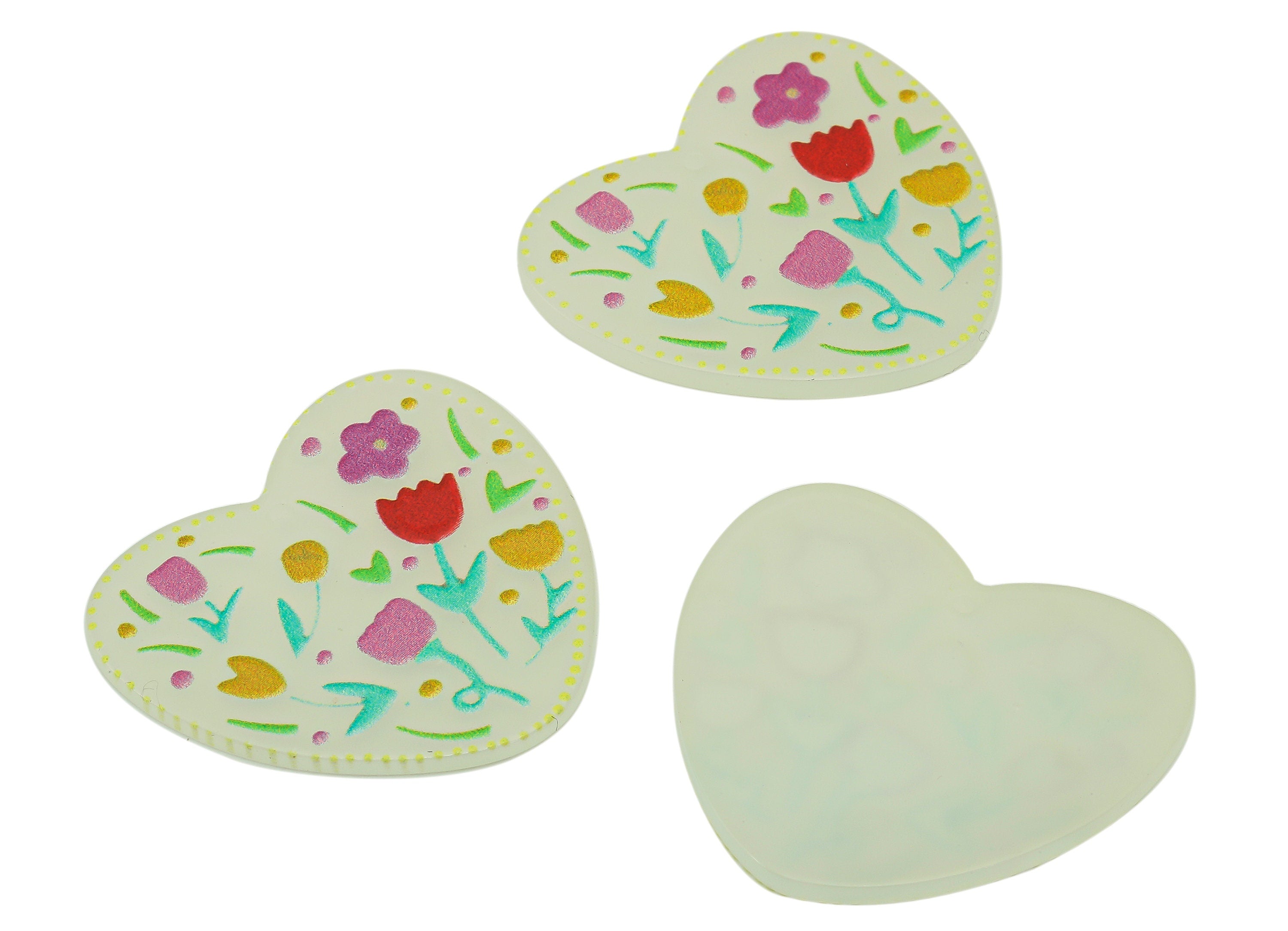 Acrylic Flower Earring Charms - Acrylic Heart Pendant - Earring Findings - Jewelry Supplies - 35x 38.65 x 2.36mm - AC2007 - DOMEDBAZAAR