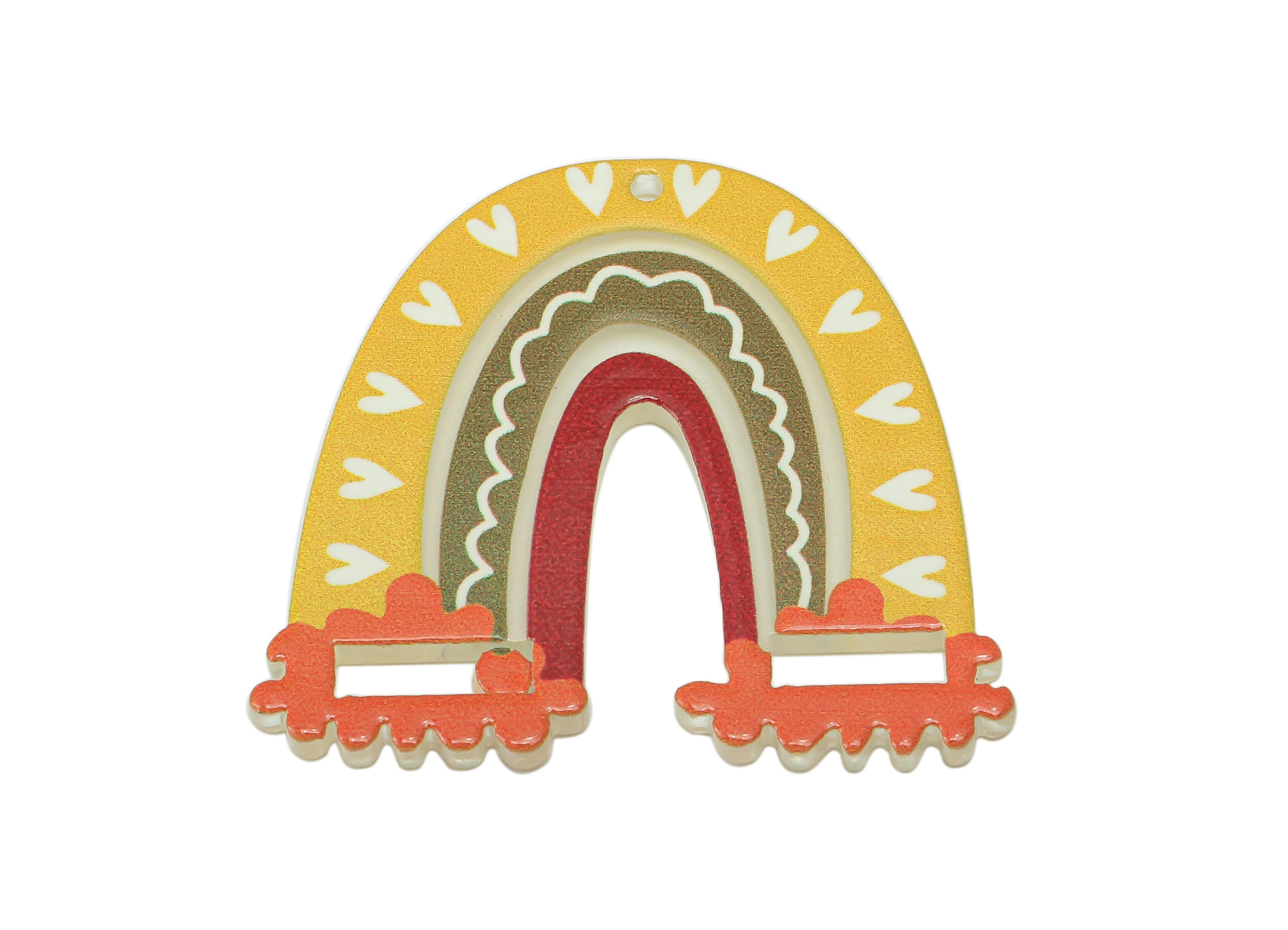 Acrylic Rainbow Pendant - Acrylic Rainbow Earring Charms - Earring Findings - Jewelry Making Supplies - 35.11 x 38.54 x 2.81mm - AC2588E - DOMEDBAZAAR