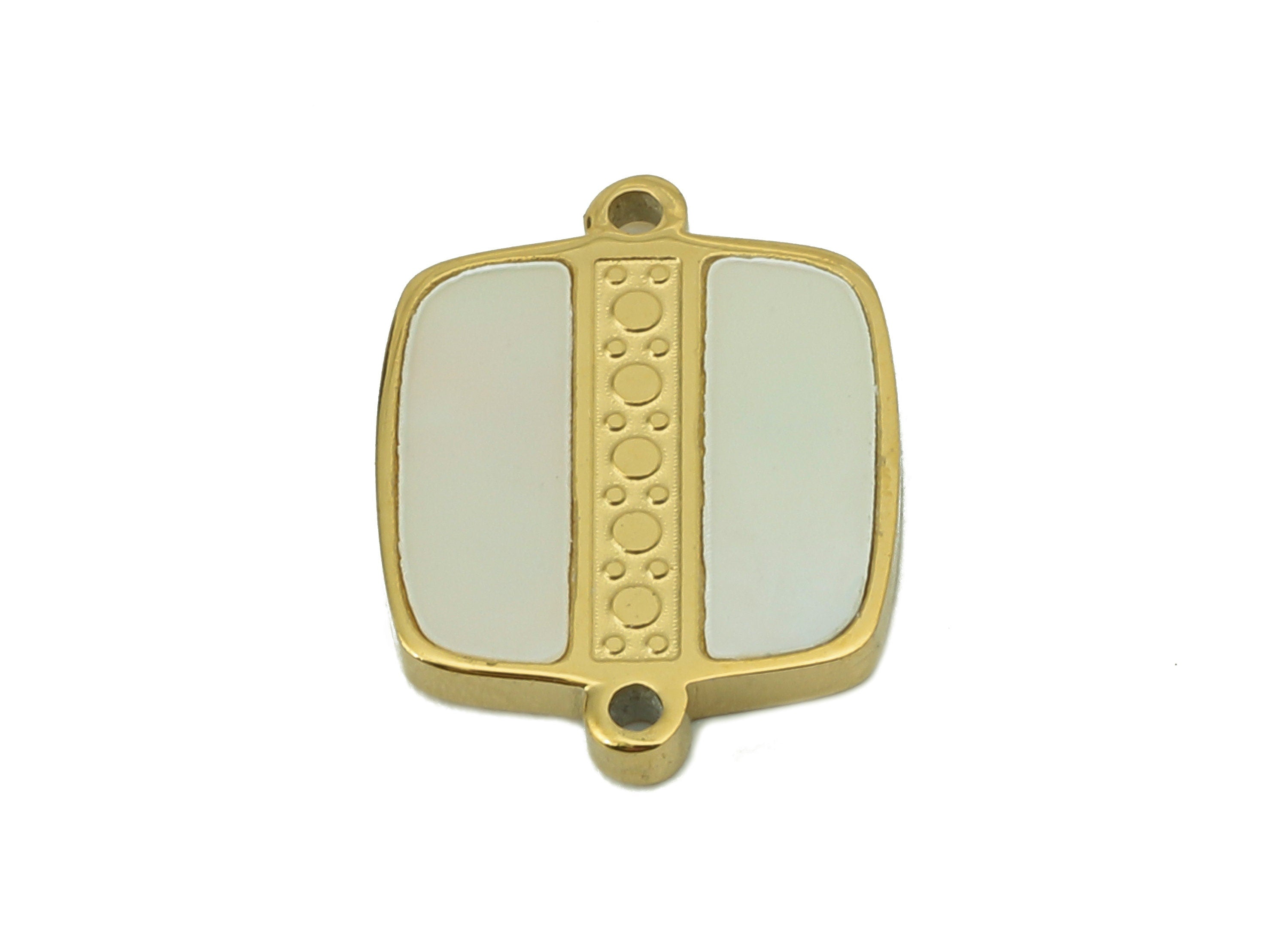 Stainless Steel shell Oval Square Connector - shell Pendant -For Necklace - 18K Real Gold Plating - 12.98x 9.84x 1.36mm-RGP5902 - DOMEDBAZAAR