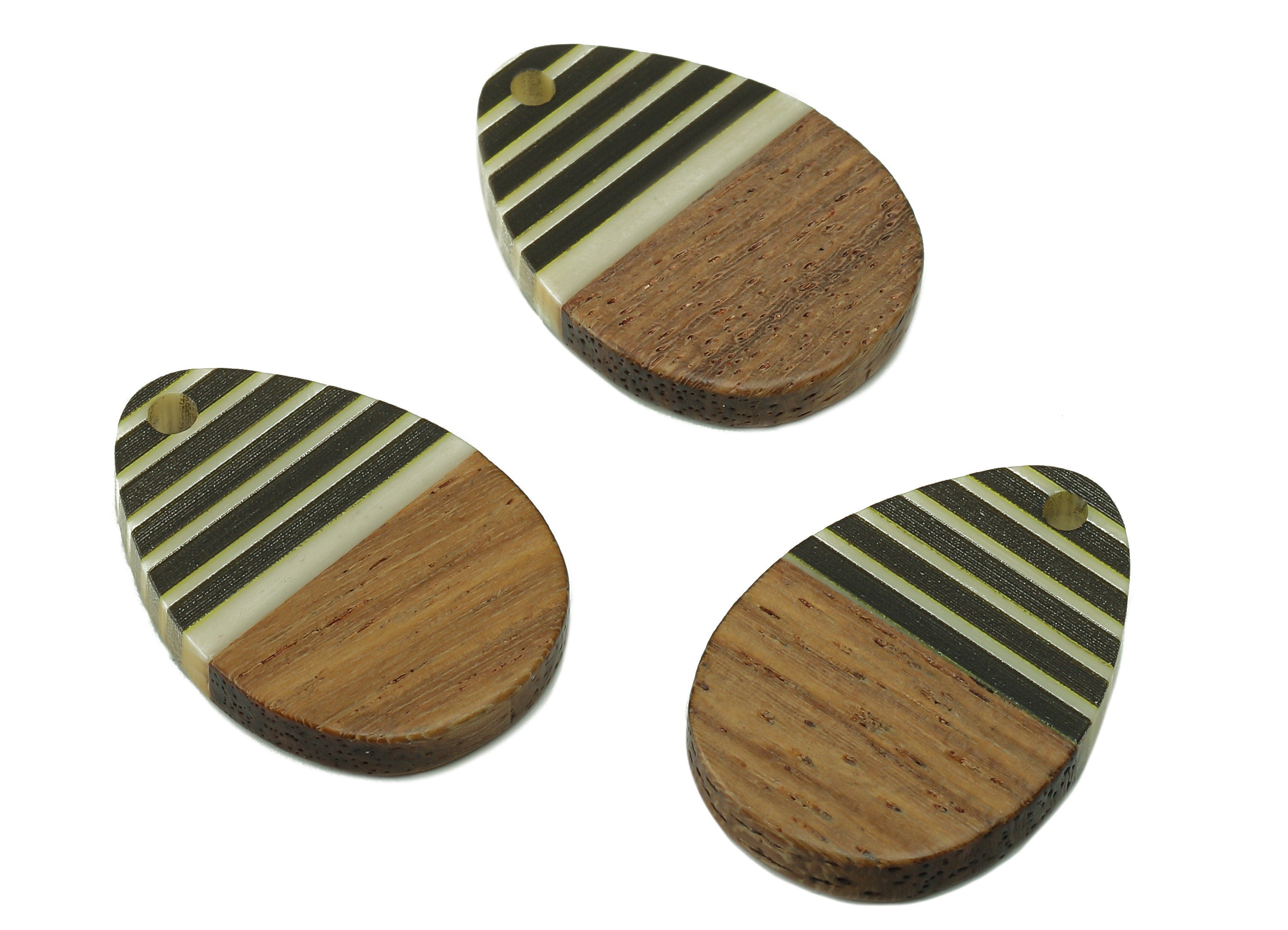Mahogany Wood Earring Charms - Resin Teardrop Pendant - Wood Resin Drop Charm - Jewelry Supplies - 24.63 x 17.22 x 3.38mm- BB1309 - DOMEDBAZAAR
