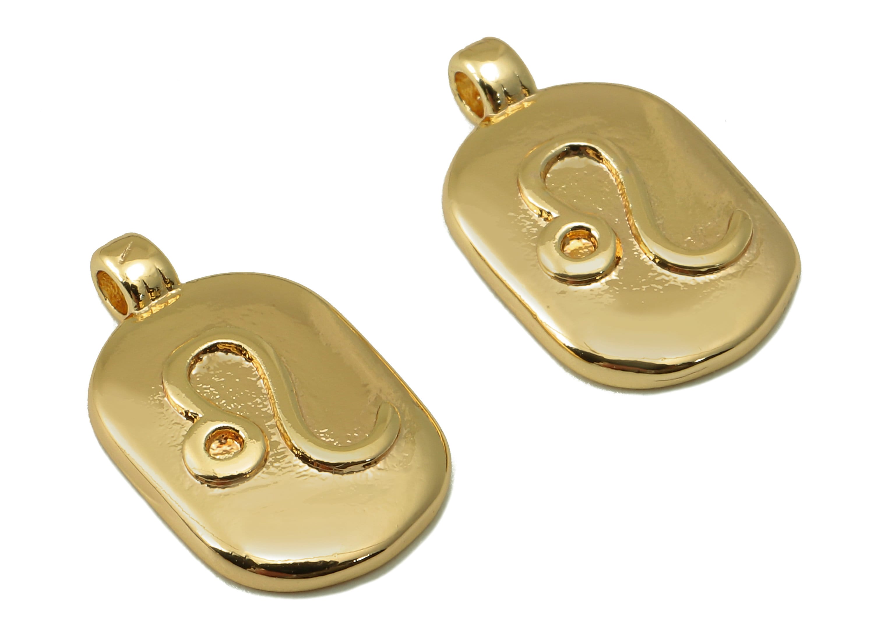 Brass Ellipse Earring Charm - Brass Constellation Earring - Textured Oval Leo Pendant - For Necklace - Jewelry Supplies-18x11x2.7mm-RGP6669C - DOMEDBAZAAR