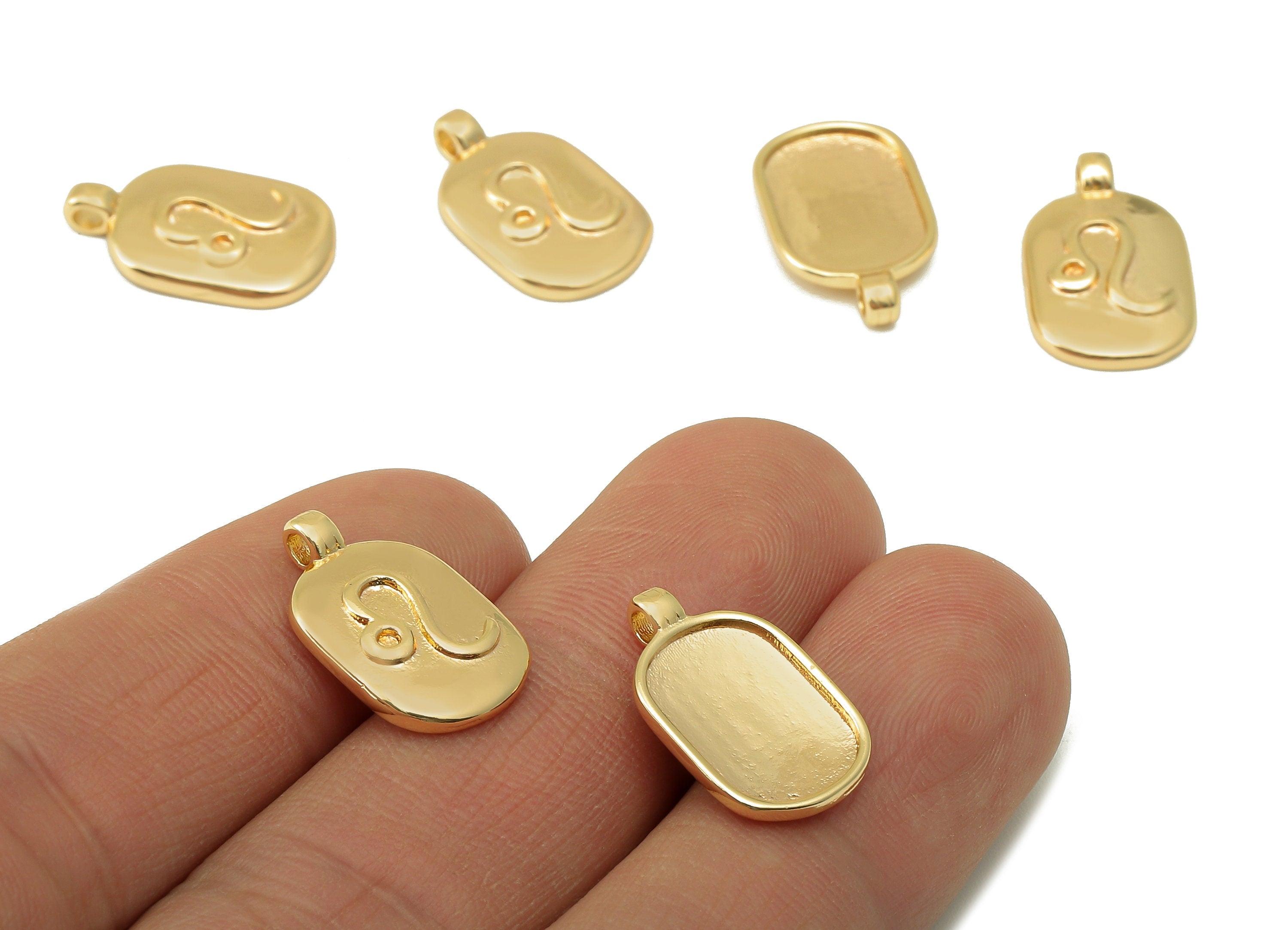 Brass Ellipse Earring Charm - Brass Constellation Earring - Textured Oval Leo Pendant - For Necklace - Jewelry Supplies-18x11x2.7mm-RGP6669C - DOMEDBAZAAR