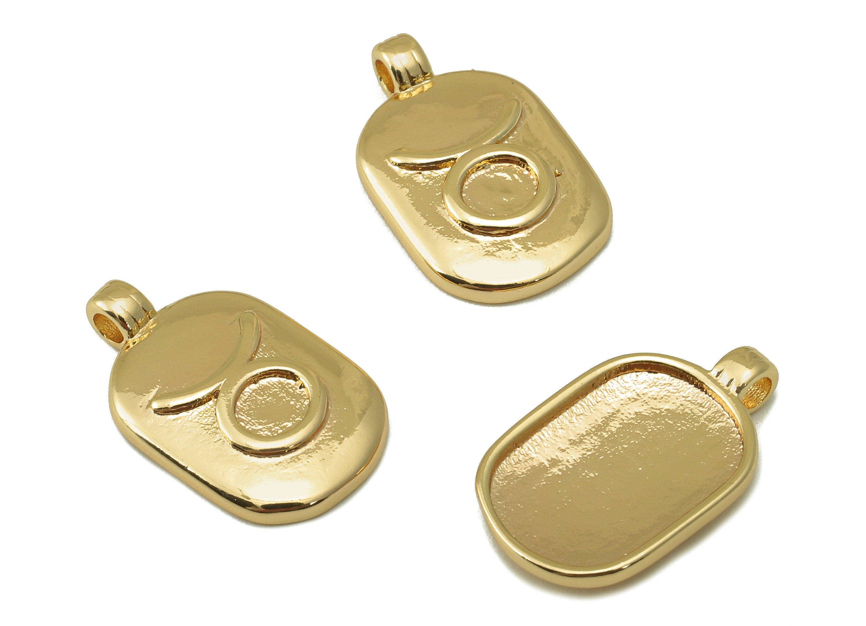 Brass Ellipse Earring Charm - Brass Constellation Earring - Textured Oval Taurus Pendant - For Necklace -Jewelry making-18x11x2.7mm-RGP6669D - DOMEDBAZAAR