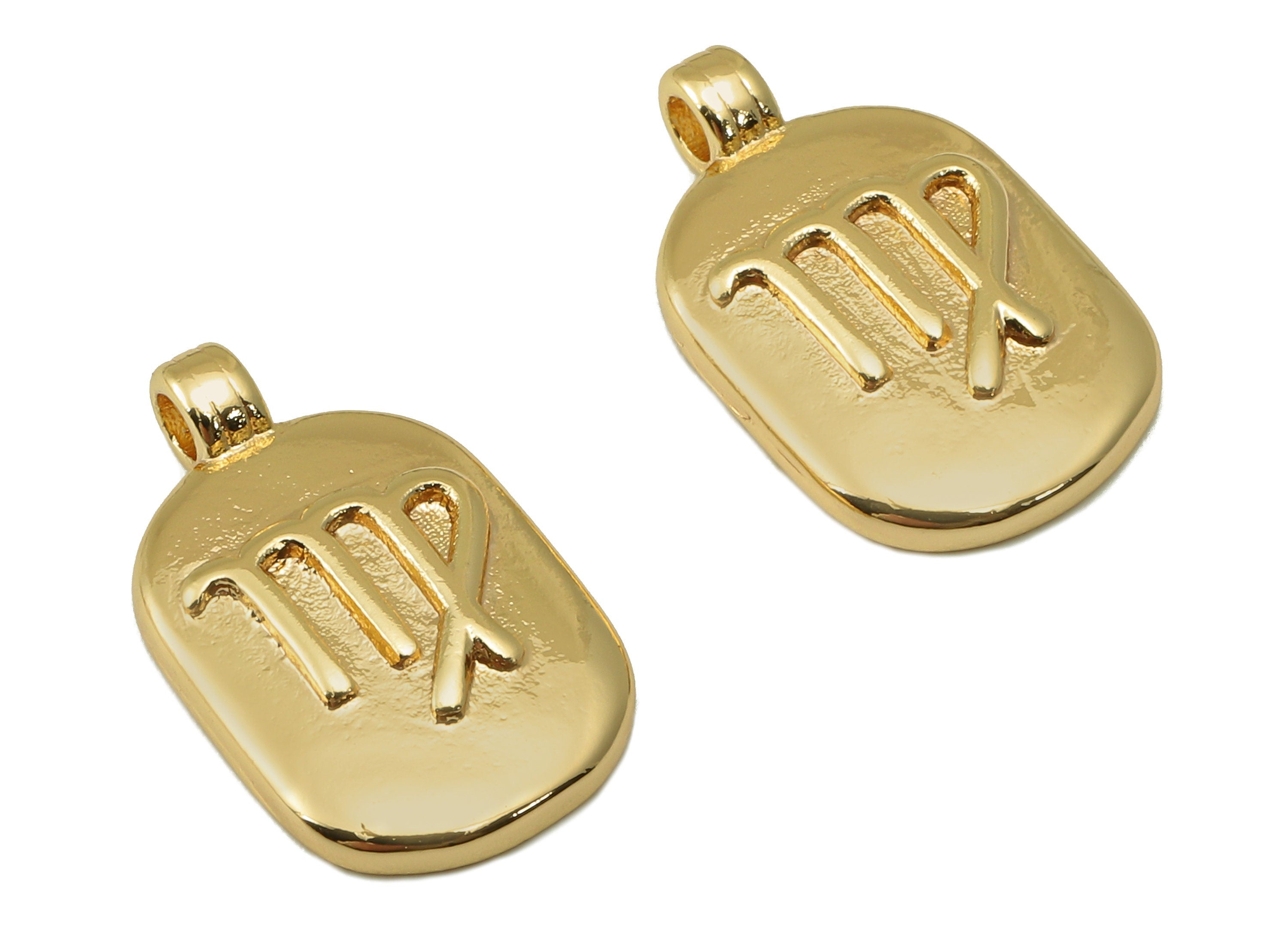 Brass Ellipse Earring Charm - Brass Constellation Earring - Textured Oval Virgo Pendant - For Necklace -Jewelry making-18x11x2.7mm-RGP6669F - DOMEDBAZAAR