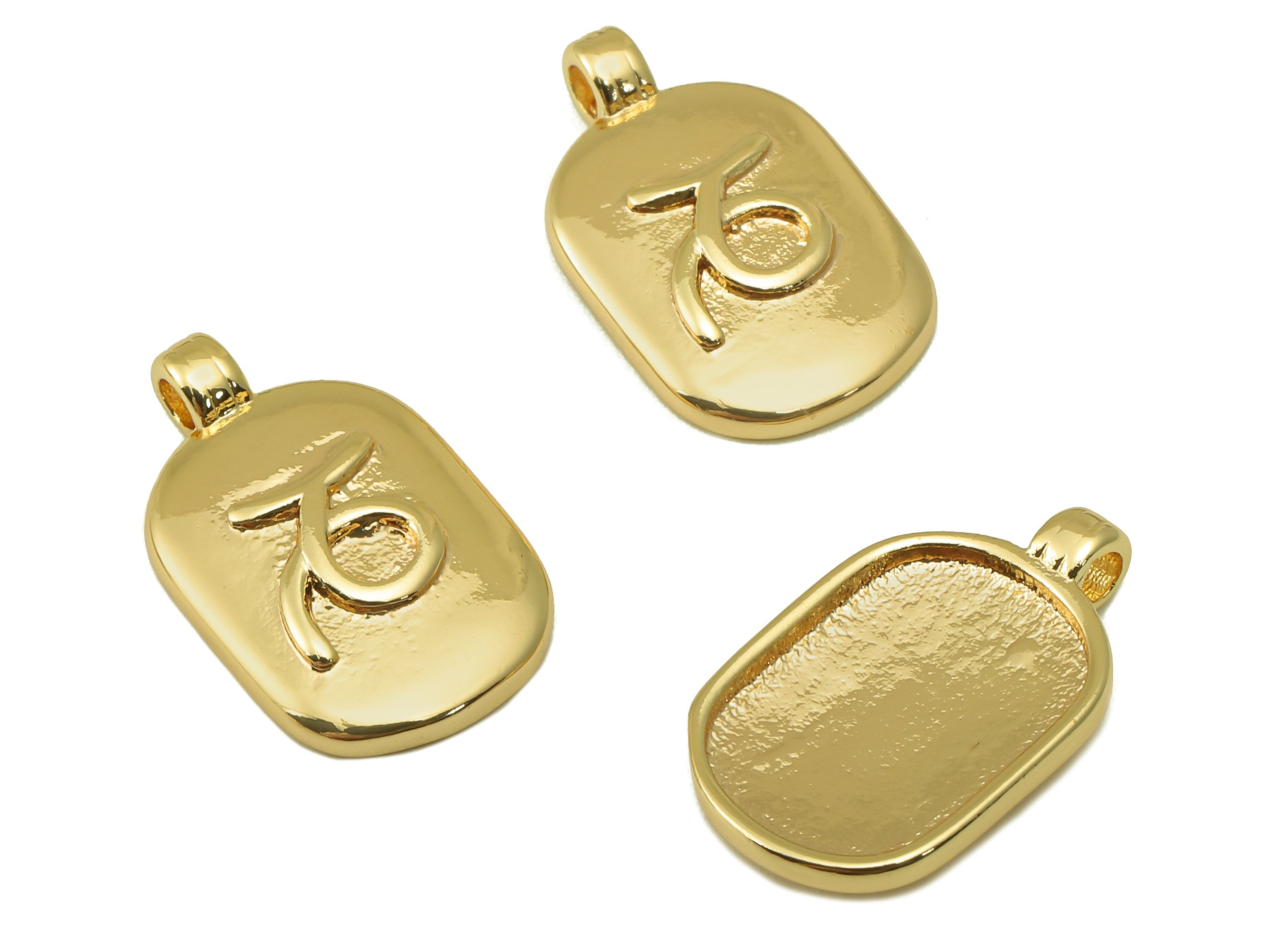 Brass Ellipse Earring Charm - Brass Constellation Earring - Textured Oval Capricorn Pendant-For Necklace-Jewelry Making-18x11x2.7mm-RGP6669K - DOMEDBAZAAR