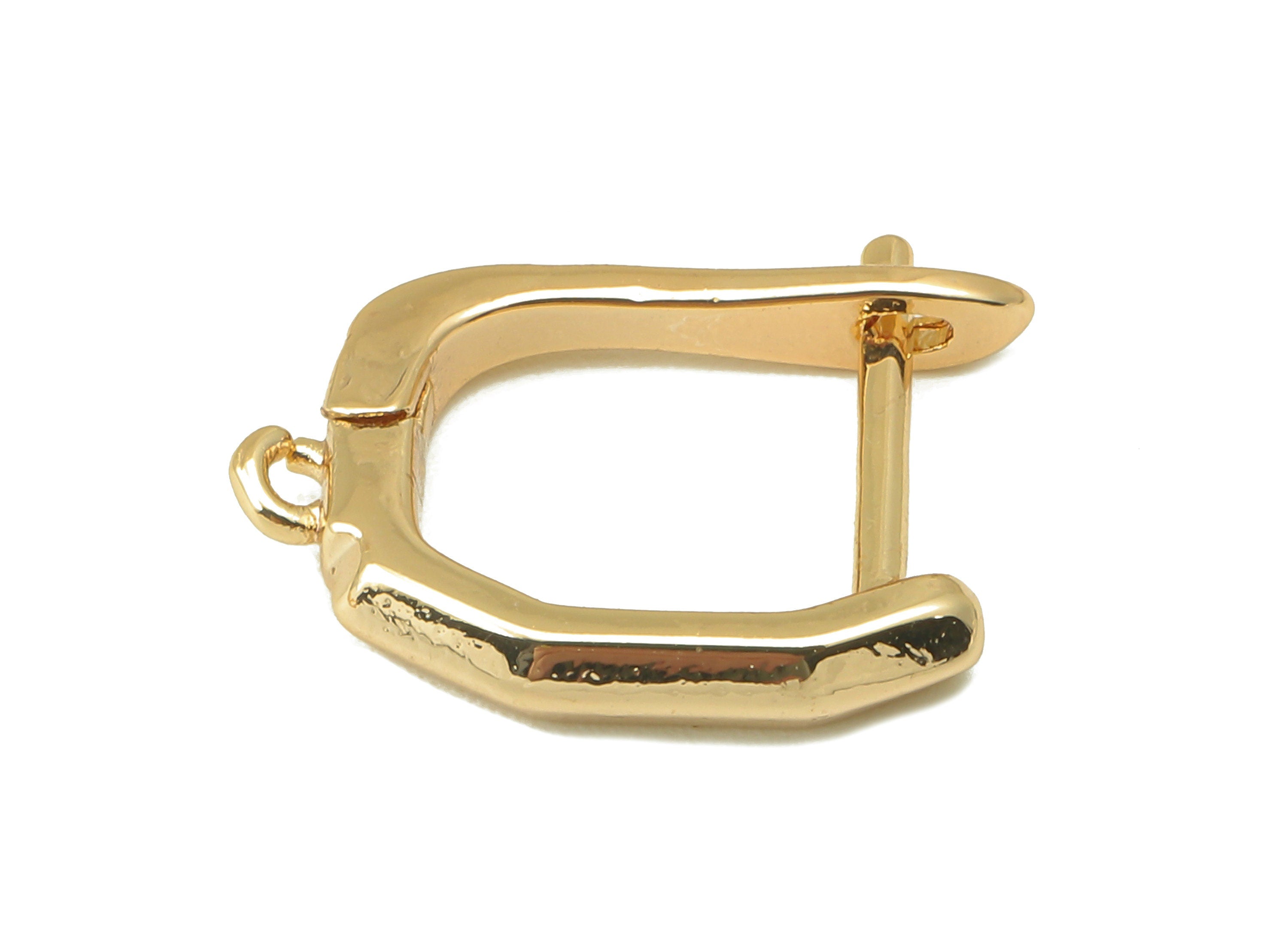 Brass Irregular Clasp Hoop Earring - Brass Loop Earring - Clasp Hoop Earring with Loop - 18K Real Gold Plating -17x13x3mm- RGP6163 - DOMEDBAZAAR