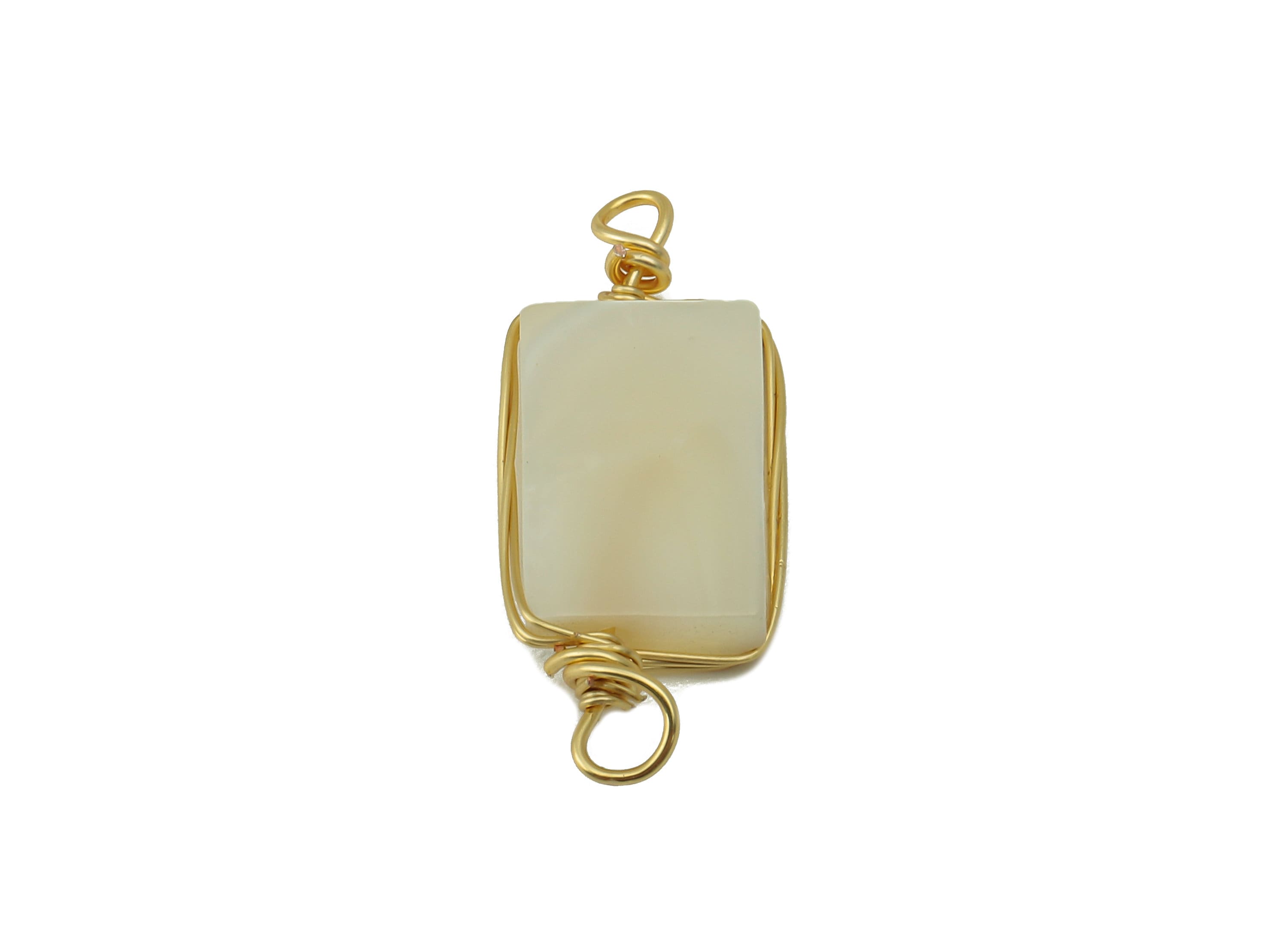 Shell Earring Charm - White mother of pearl Connector - Shell Earring Charm - Natural Stone - Gold Tone Plated -21.08x 8.8 x 2.78mm-NS1903 - DOMEDBAZAAR