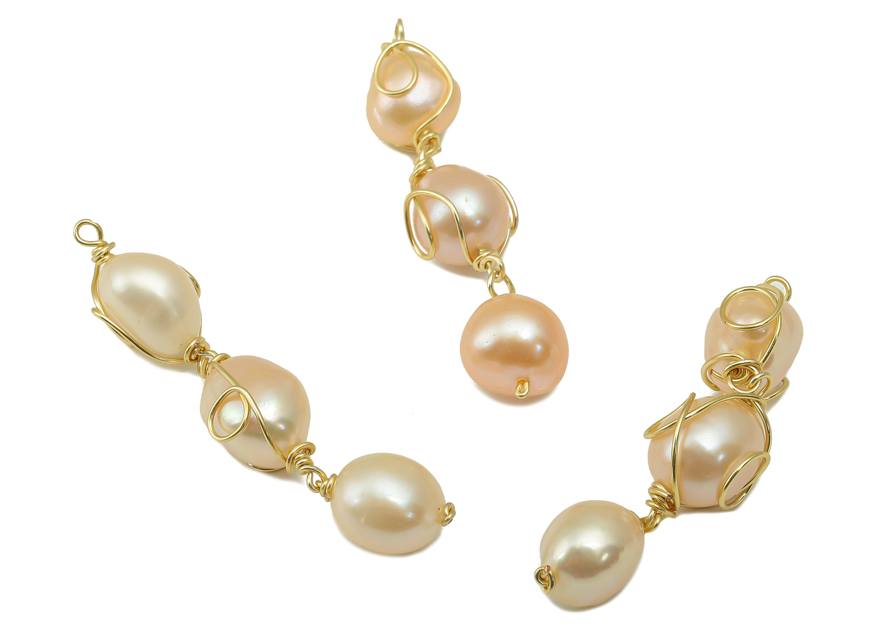 Pearl Earring Charm - White mother of pearl Connector - Hanging Pearl Earring Charm - Natural Stone - Gold Tone Plated -47.8x8.26x9mm-NS1904 - DOMEDBAZAAR