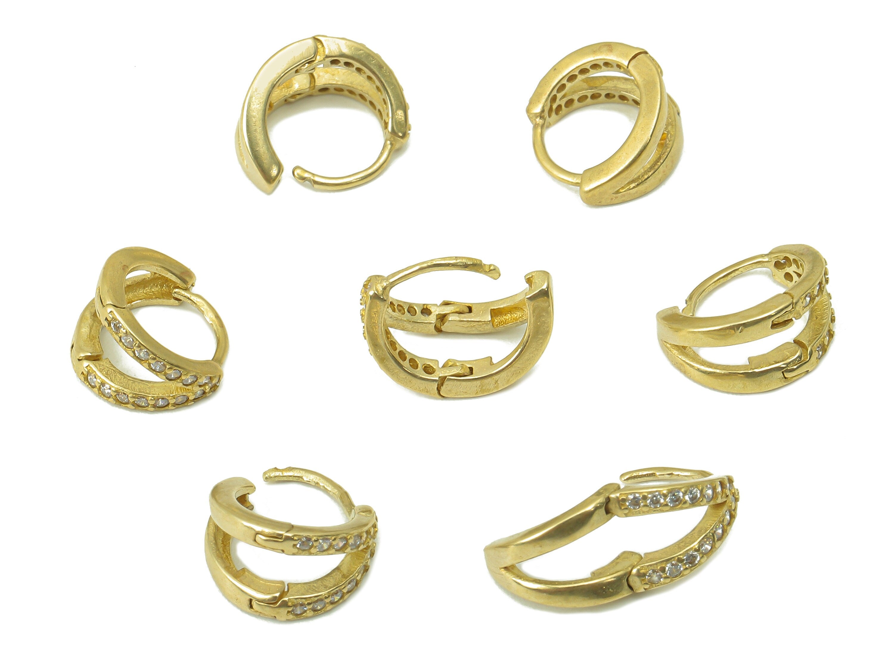 Raw Brass Mini Round Earring Hoop Clasp - Huggie Hoop Cubic zircon Earring -Clasp Earring Hoop CZ Earring - 9.26x 8.95x 1.45mm - PP8246 - DOMEDBAZAAR