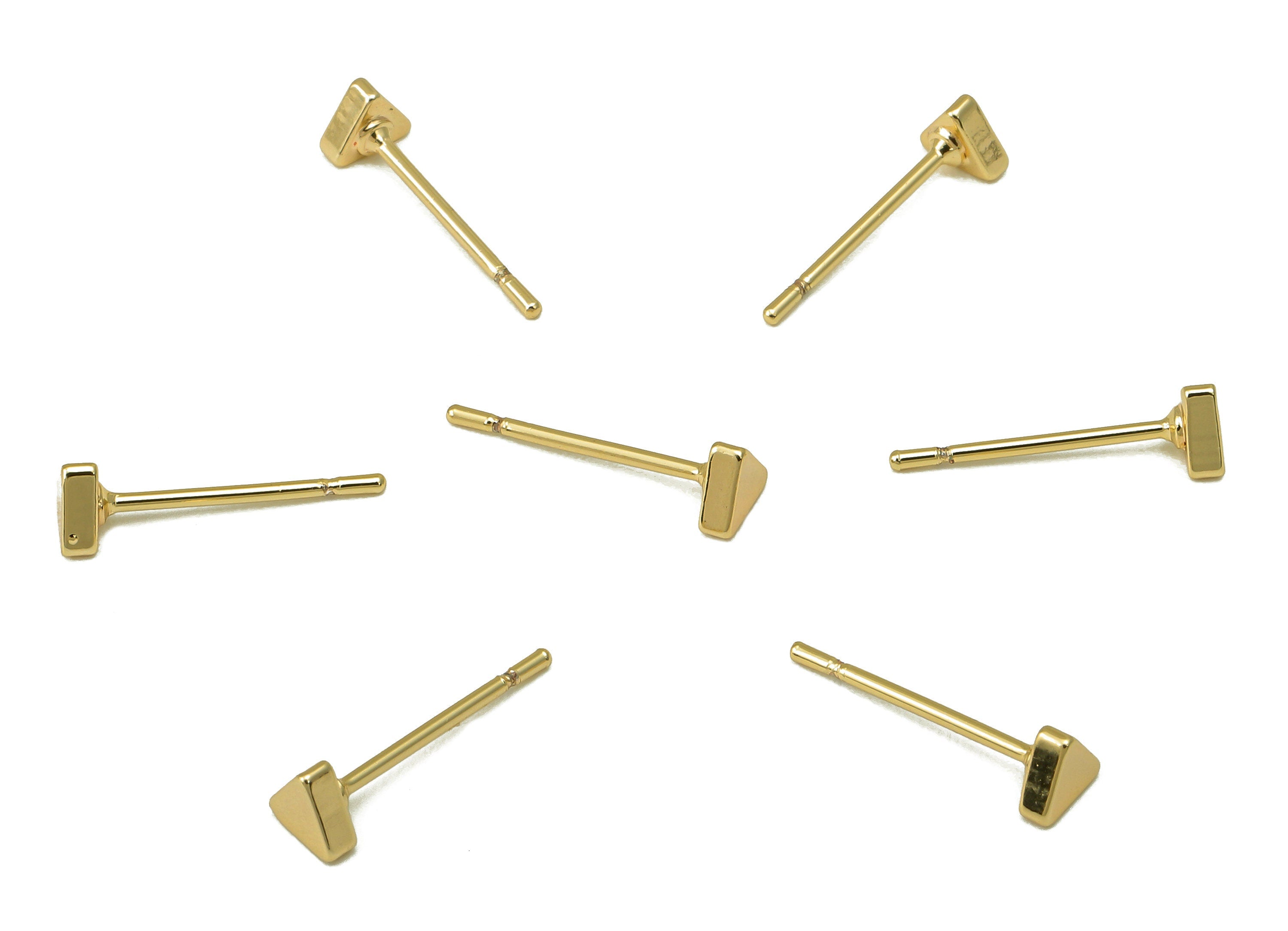 Brass Minimalist Triangle Earring Stud - Gold Triangle Earring - Geometric Equilateral Earring Post- 18K Real Gold Plated - 4x4x1mm-RGP6192 - DOMEDBAZAAR