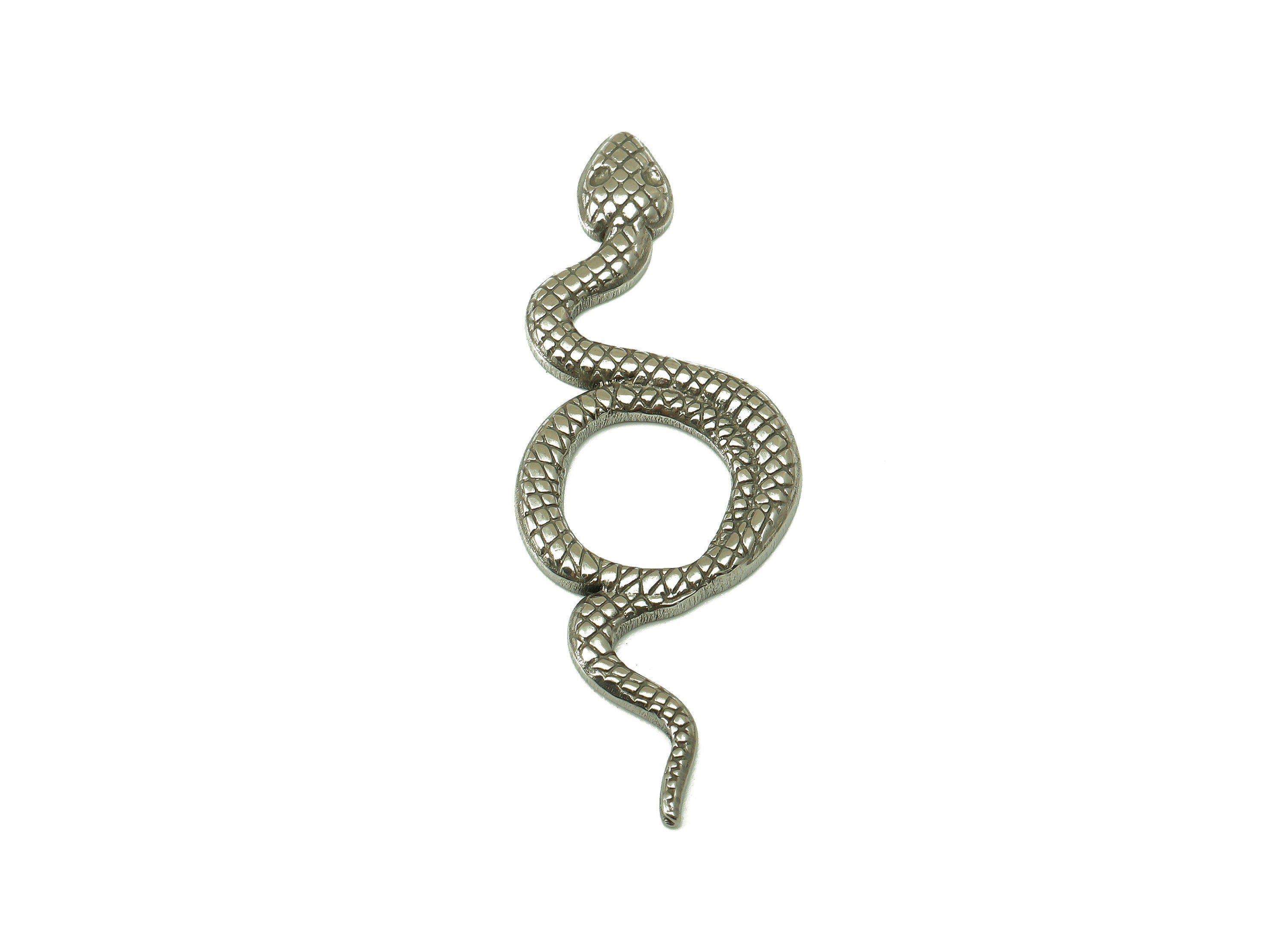 Stainless Steel Snake Earring Charms - Stainless Steel Snake - 304 Stainless Steel- Steel Textured Animal Charm - 49.28x17.42x 2mm - SS1420 - DOMEDBAZAAR