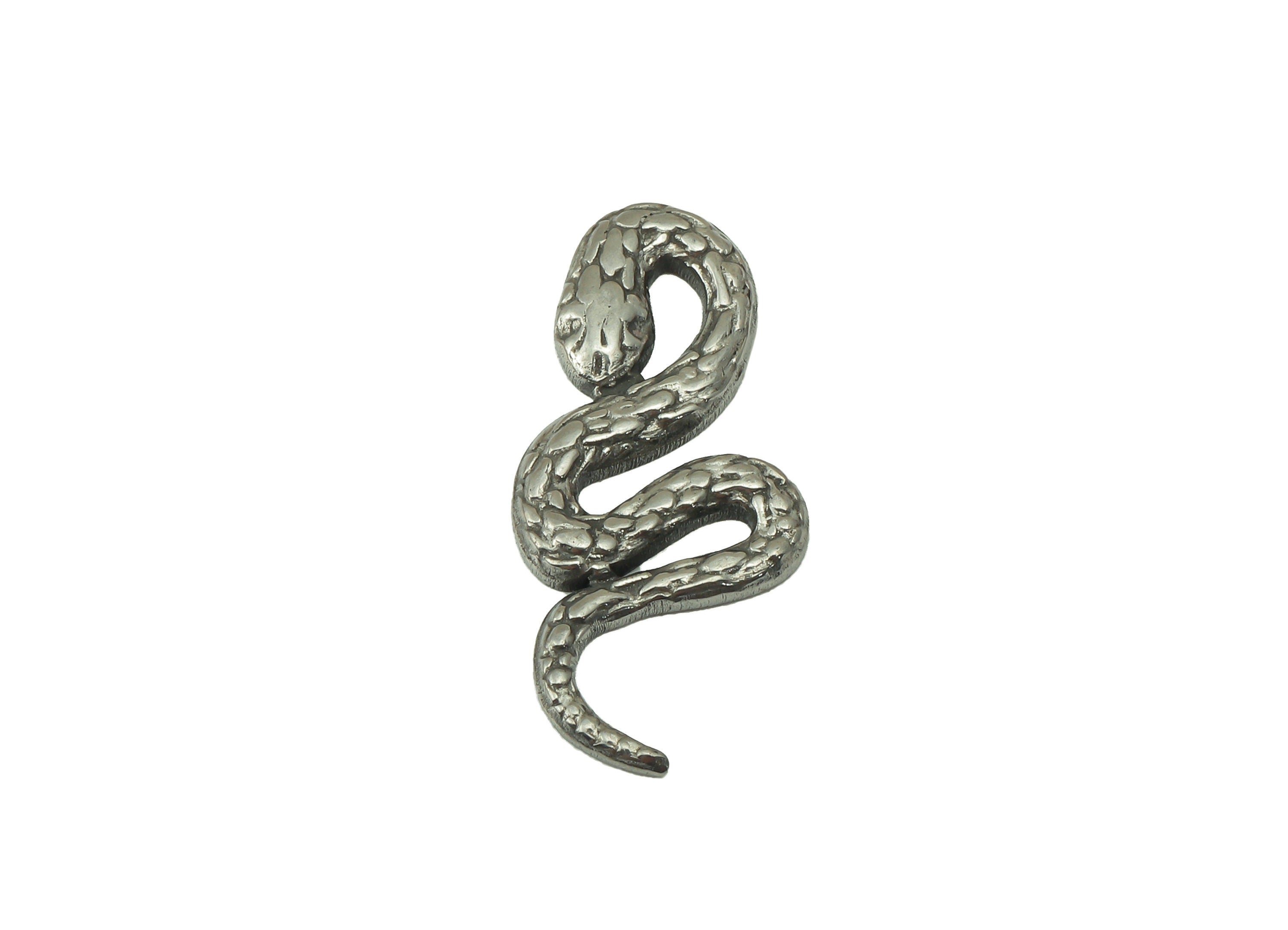 Stainless Steel Snake Earring Charms - Stainless Steel Snake - Steel Snake - Steel Textured Animal Charm -25.43 x 11.6 x 1.77mm - SS1425 - DOMEDBAZAAR