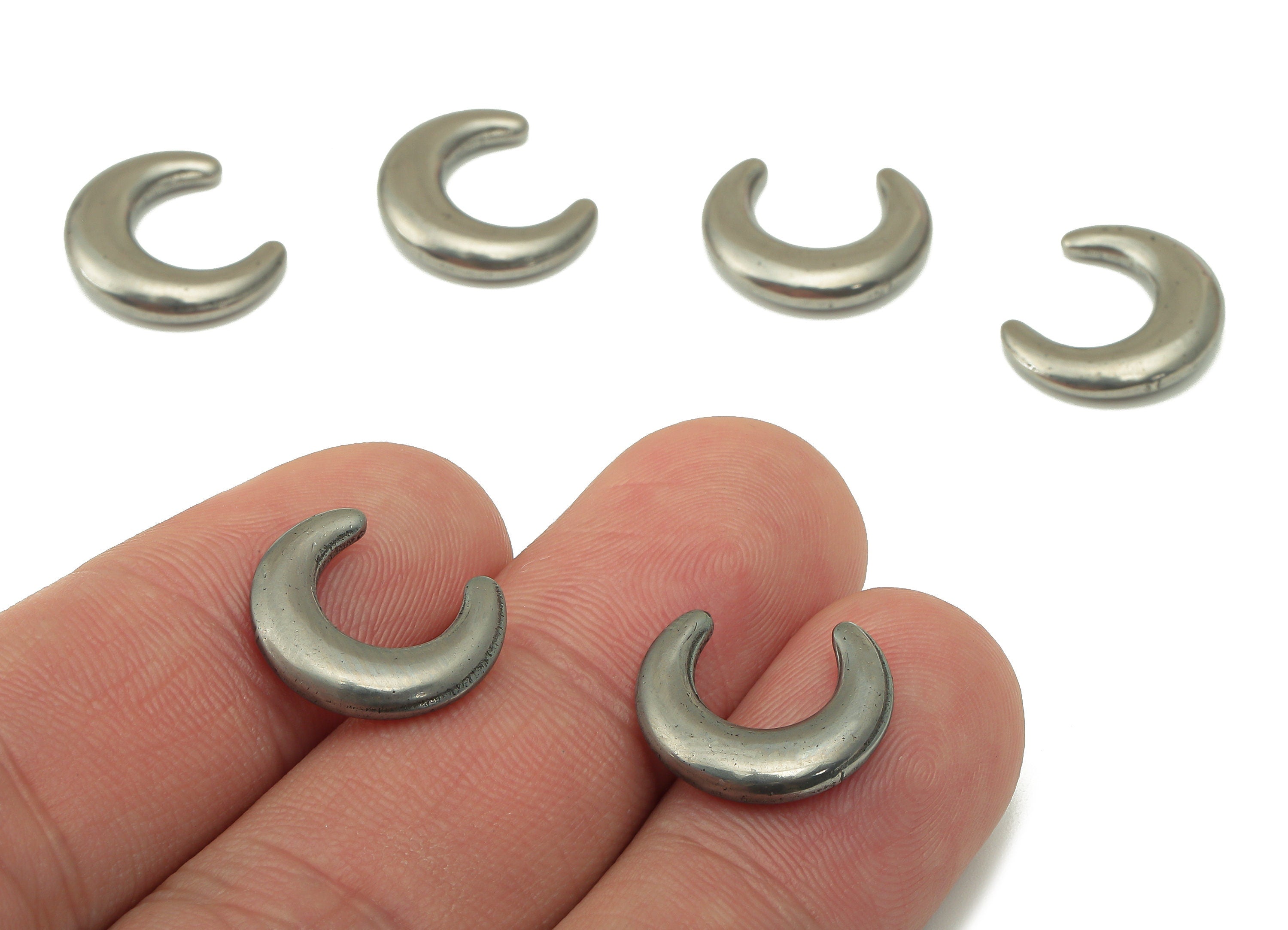 Stainless Steel Crescent Earring Charms - Stainless Steel Moon Charm - Stainless Steel Charm - Jeweler Supplies -10.5x 8.89x 3.45mm - SS1430 - DOMEDBAZAAR