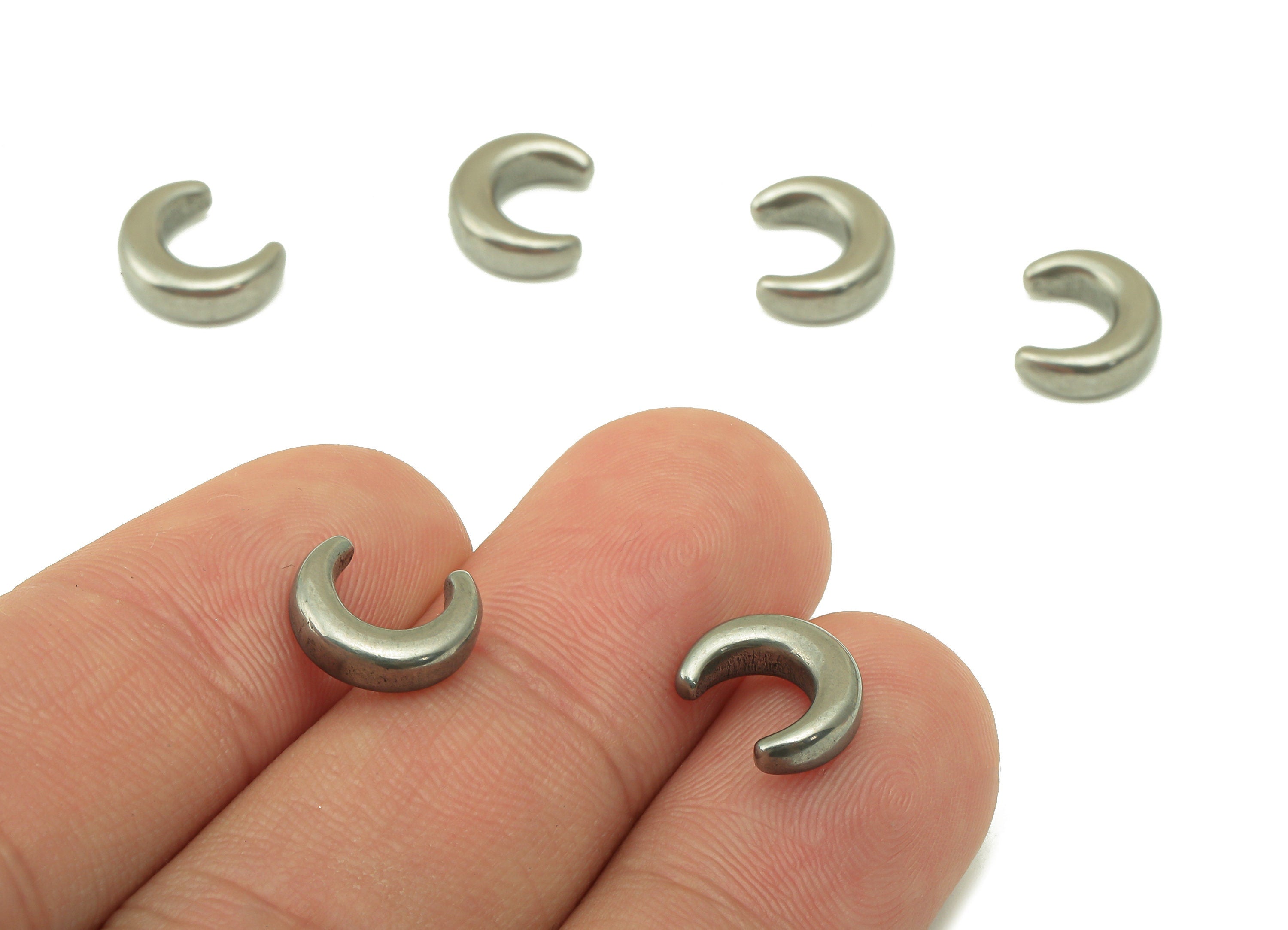 Stainless Steel Crescent Earring Charms - Stainless Steel Moon Charm - Stainless Steel Charm - Jeweler Supplies -10.51 x8.89x3.45mm - SS1431 - DOMEDBAZAAR