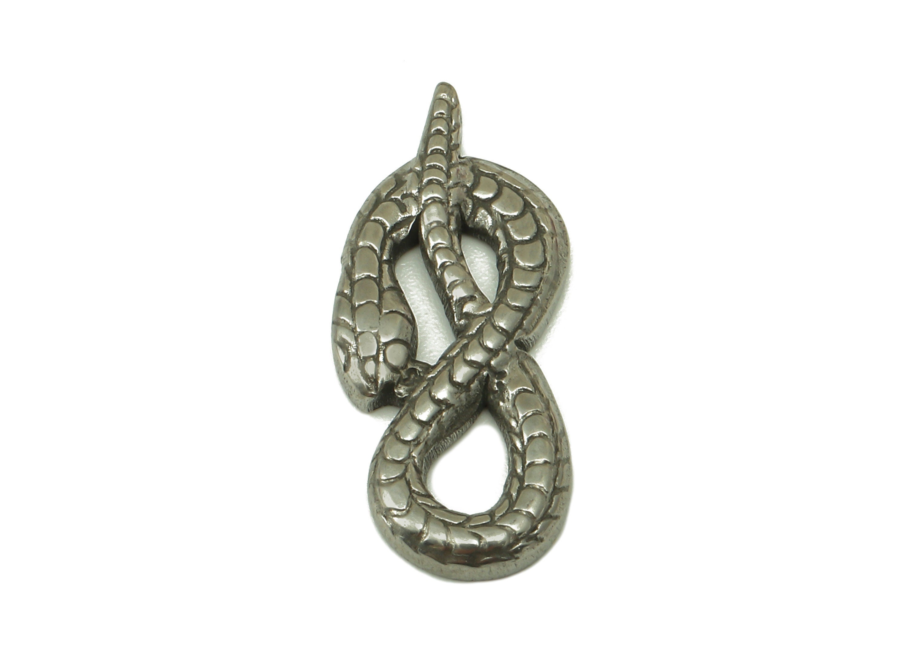 Stainless Steel Snake Earring Charms - Steel Cross Snake -Stainless Steel Snake - Steel Textured Animal Charm -25.8x 12.39x 2.24mm - SS1433 - DOMEDBAZAAR
