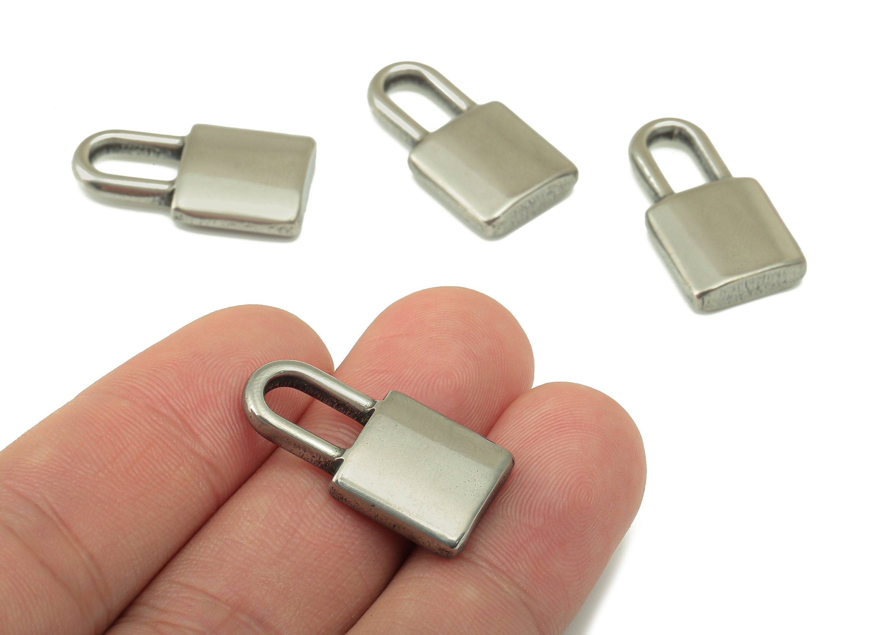 Stainless Steel Lock Earring Charm - Steel Fetter Earring Charm -304 Stainless Steel - Steel Padlock Charm -26.1 x 13.76 x 4.62mm - SS1437 - DOMEDBAZAAR