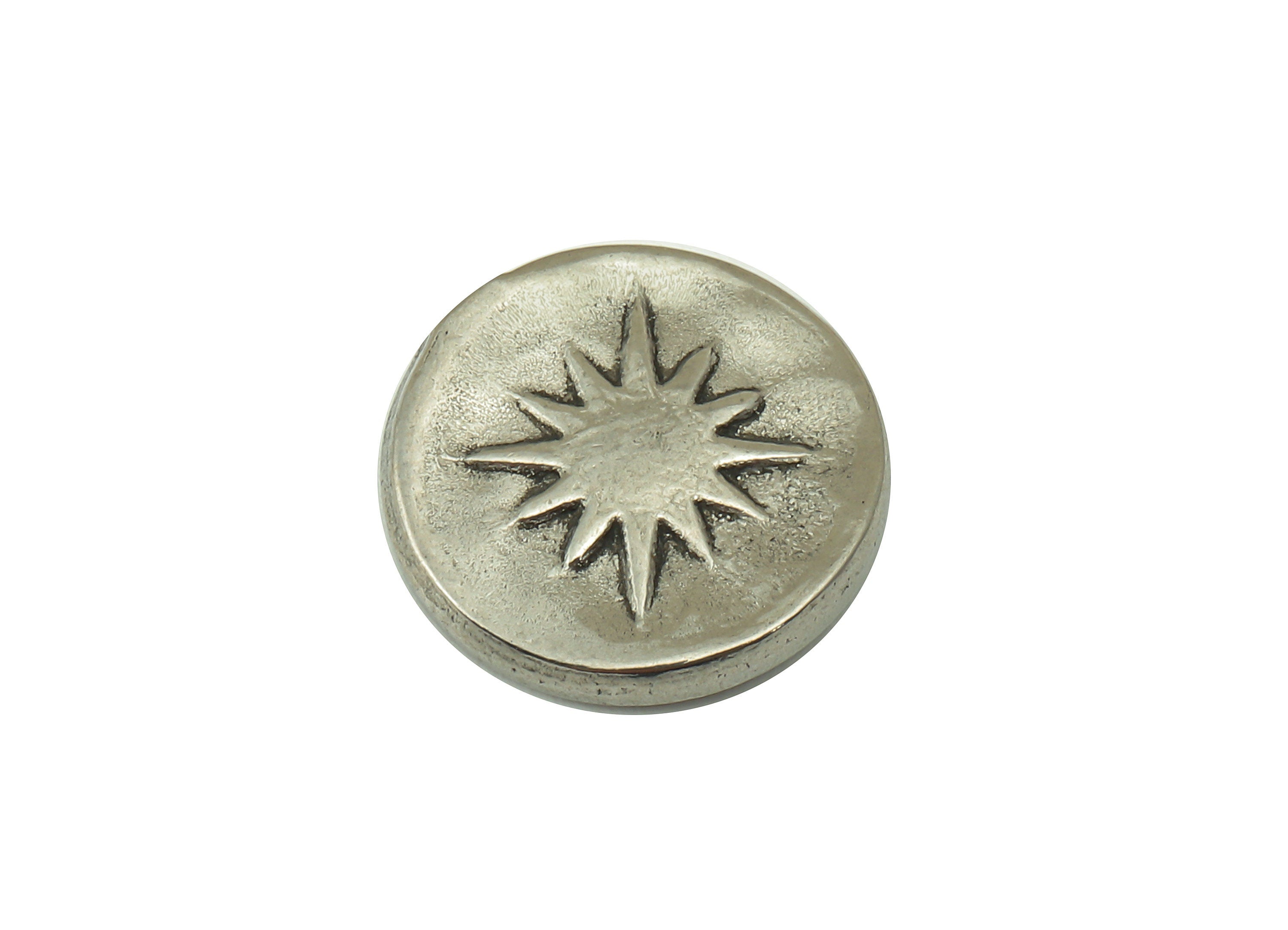 Stainless Steel Star Earring - Steel Round Disc Earring - 304 Stainless Steel - Steel Hammered - For Earring - 14.63 x 14.63 x2.22mm- SS1444 - DOMEDBAZAAR