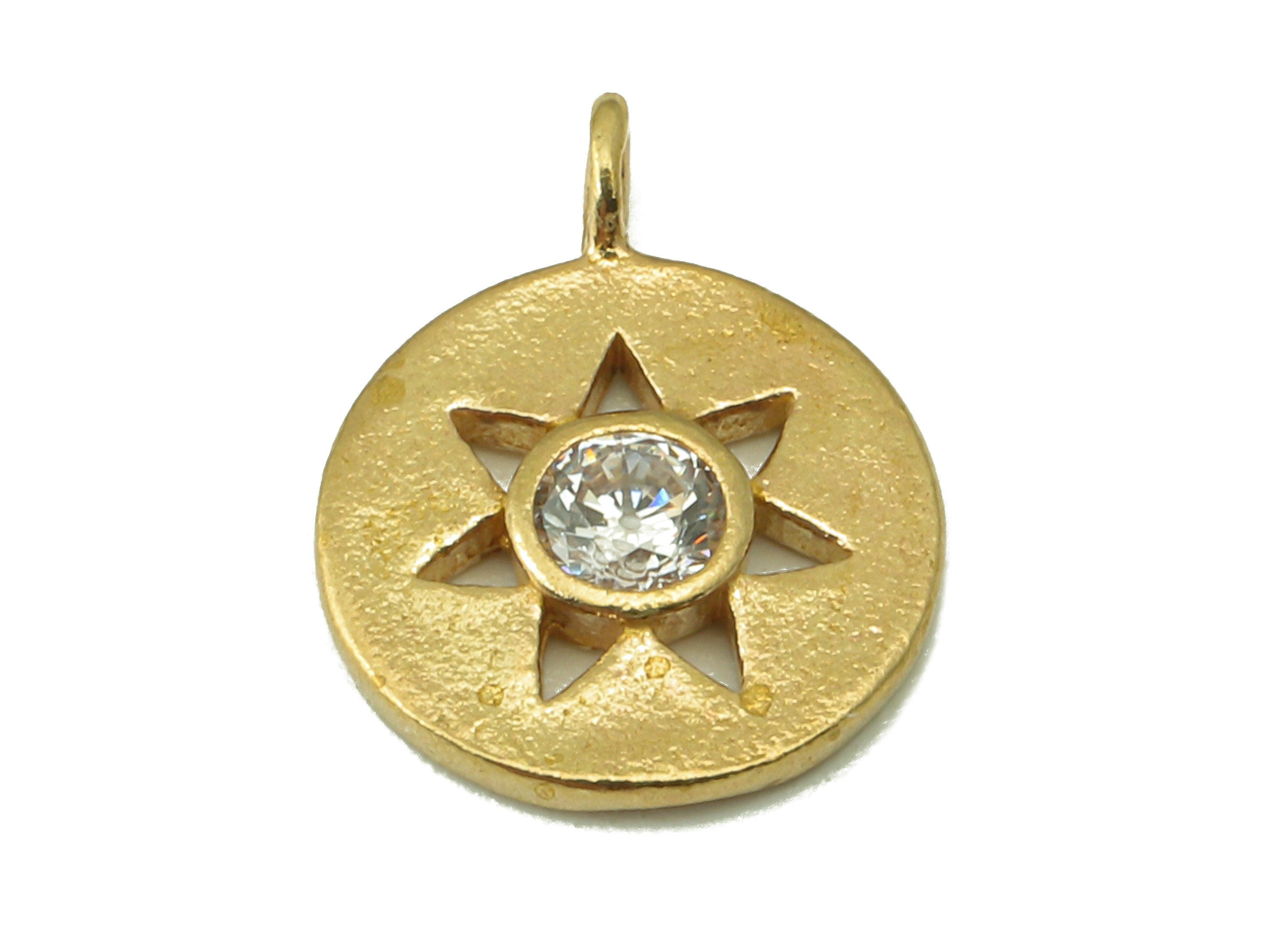 Raw Brass Round Hollow Out Earring Charms With Zircons-Raw Brass Hollow Triangle Pendant-Jewelry Making Supplies -12.8x 9.9x 1.76mm - PP8369 - DOMEDBAZAAR