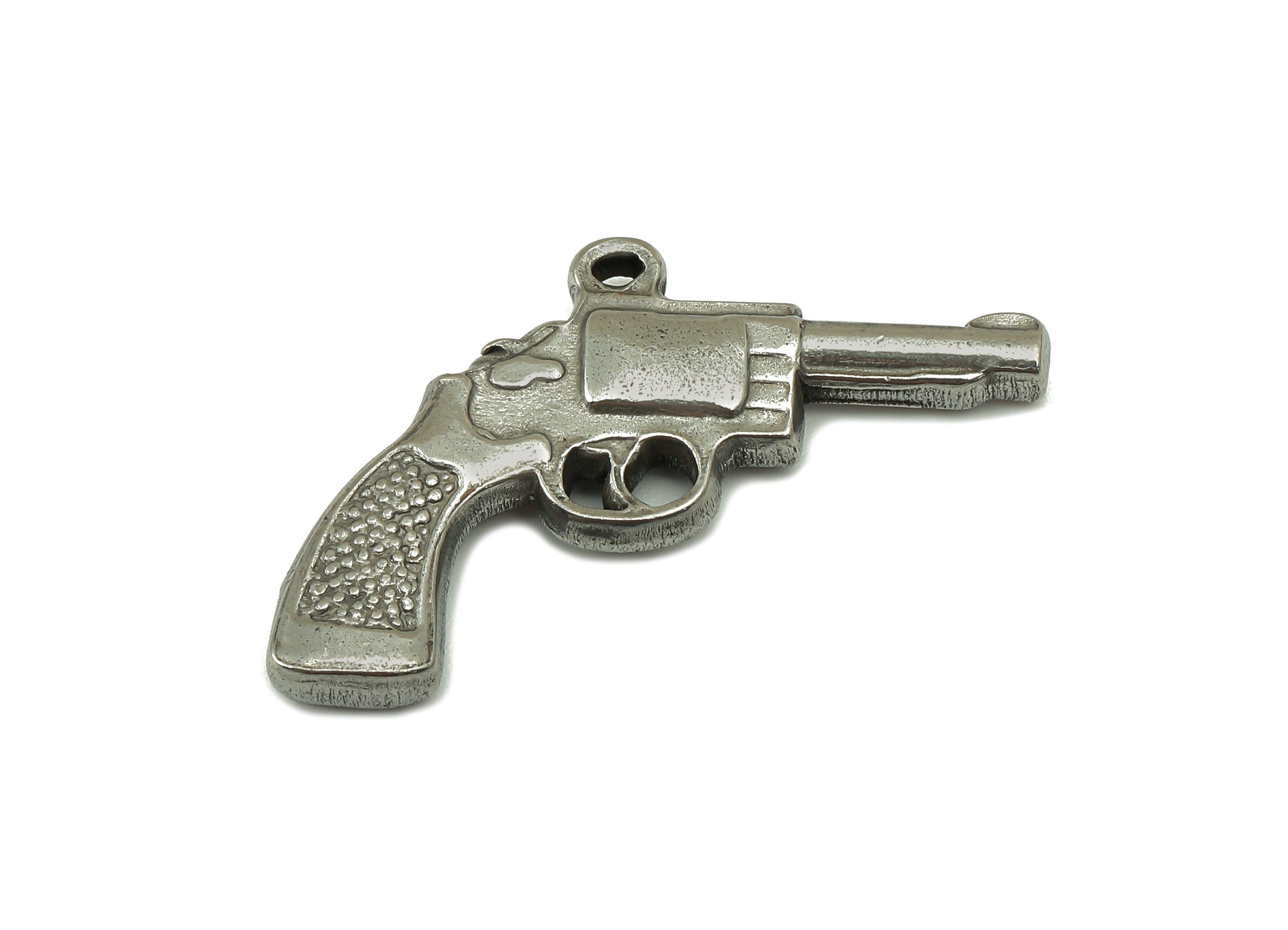 Stainless Steel Gun Earring Charm - Steel Gun Charm - 304 Stainless Steel -Mini Gun Pendant - Whell Gun Figure -35.5 x14.7 x 3.87mm - SS1451 - DOMEDBAZAAR