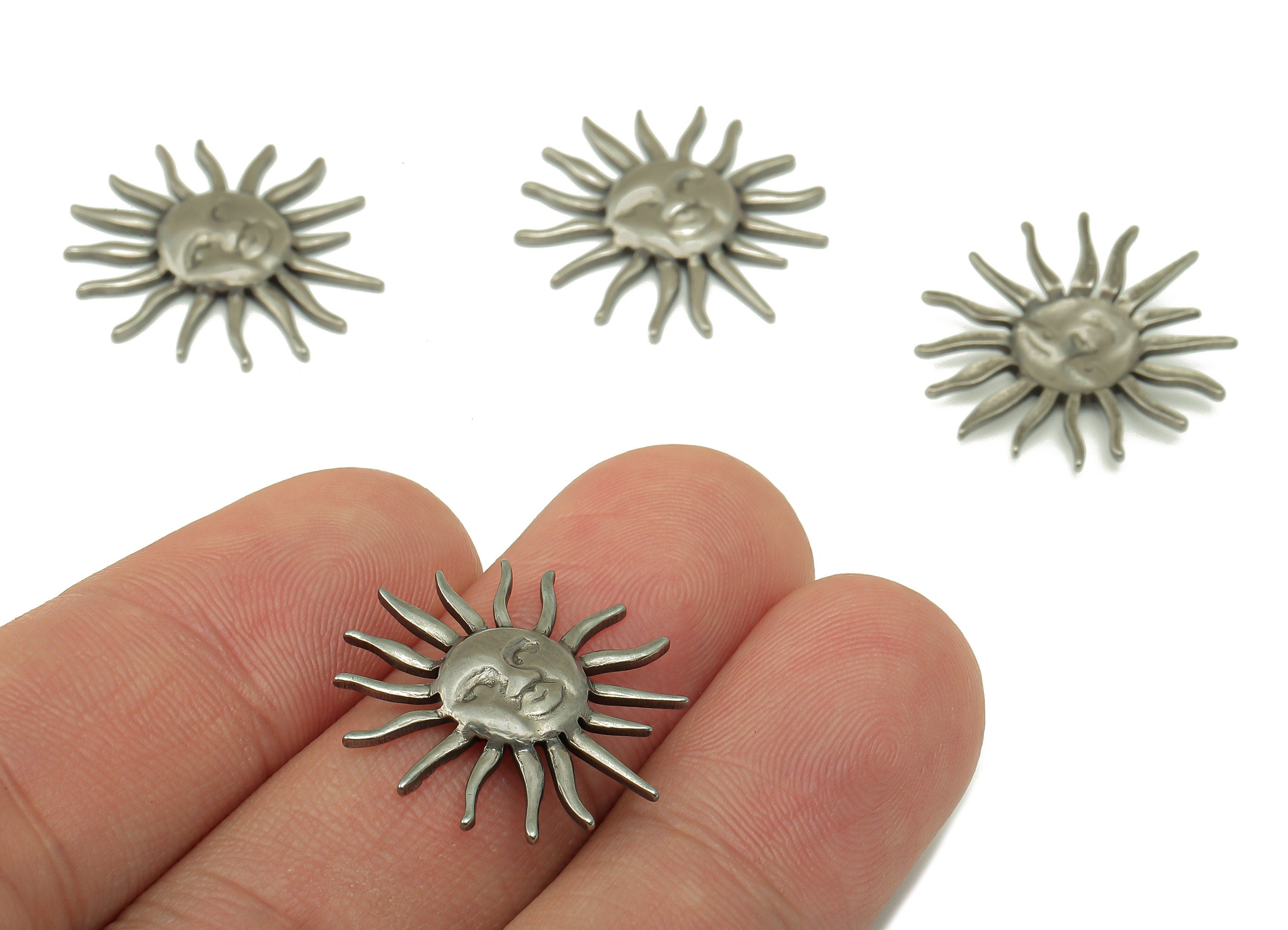 Stainless Steel Sun Earring - Steel Sunface Figure - 304 Stainless Steel - Steel Sunshine Pendant -21.93x 21.93x 2.34mm - SS1452 - DOMEDBAZAAR