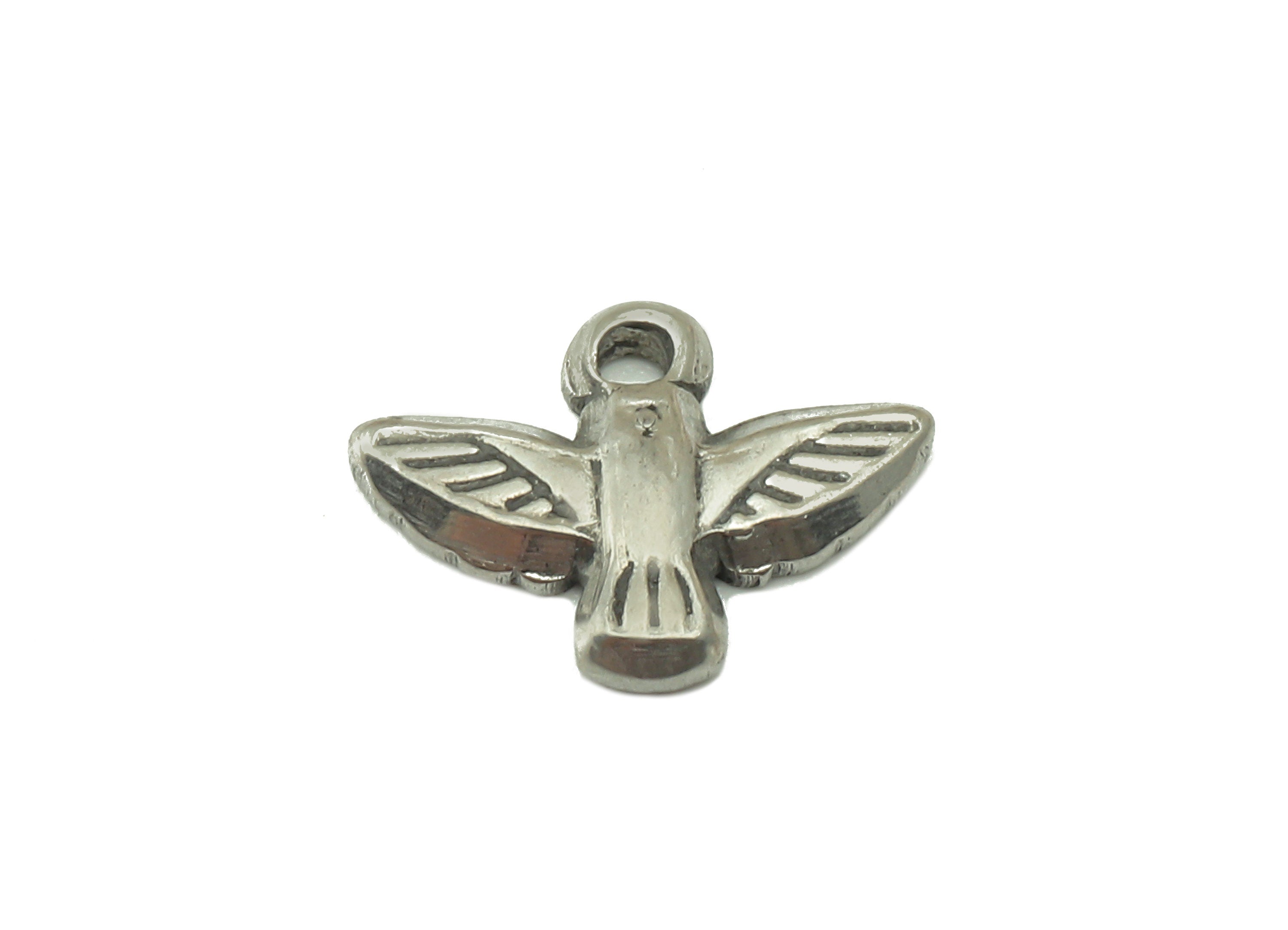 Stainless Steel Pigeon Earring Charm - Steel Mini Peace Pigeon Charm - Stainless Steel Bird - Steel Freedom Charm -9.34x12.7x1.81mm - SS1457 - DOMEDBAZAAR