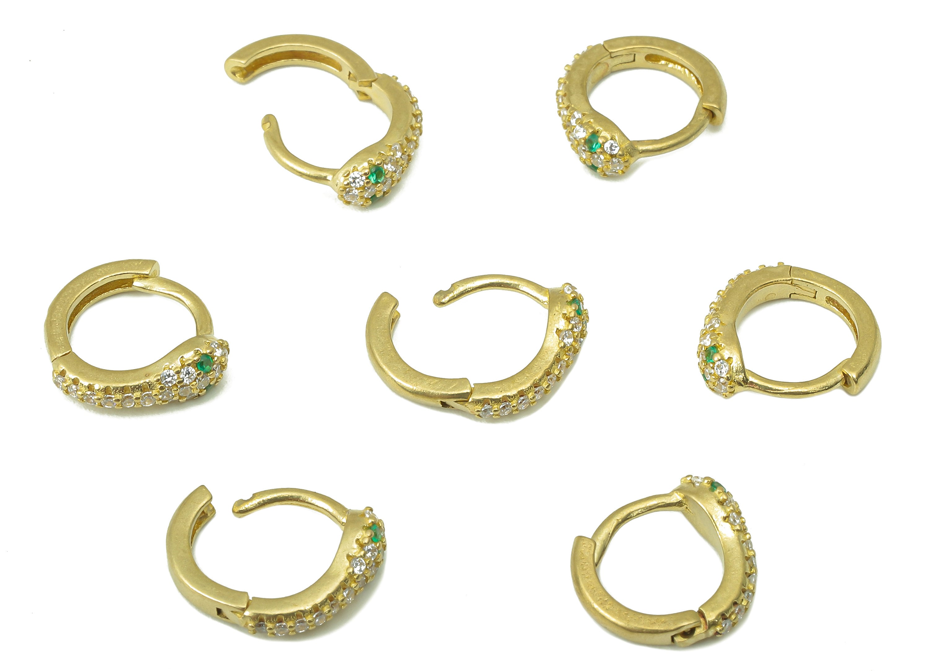 Raw Brass Round Snake Hoop Earring Huggie - Dainty Snake Circle Huggies with Open Ring - Zircon Hoop Earrings -11.2x 10.45x 2.33mm- PP8275 - DOMEDBAZAAR