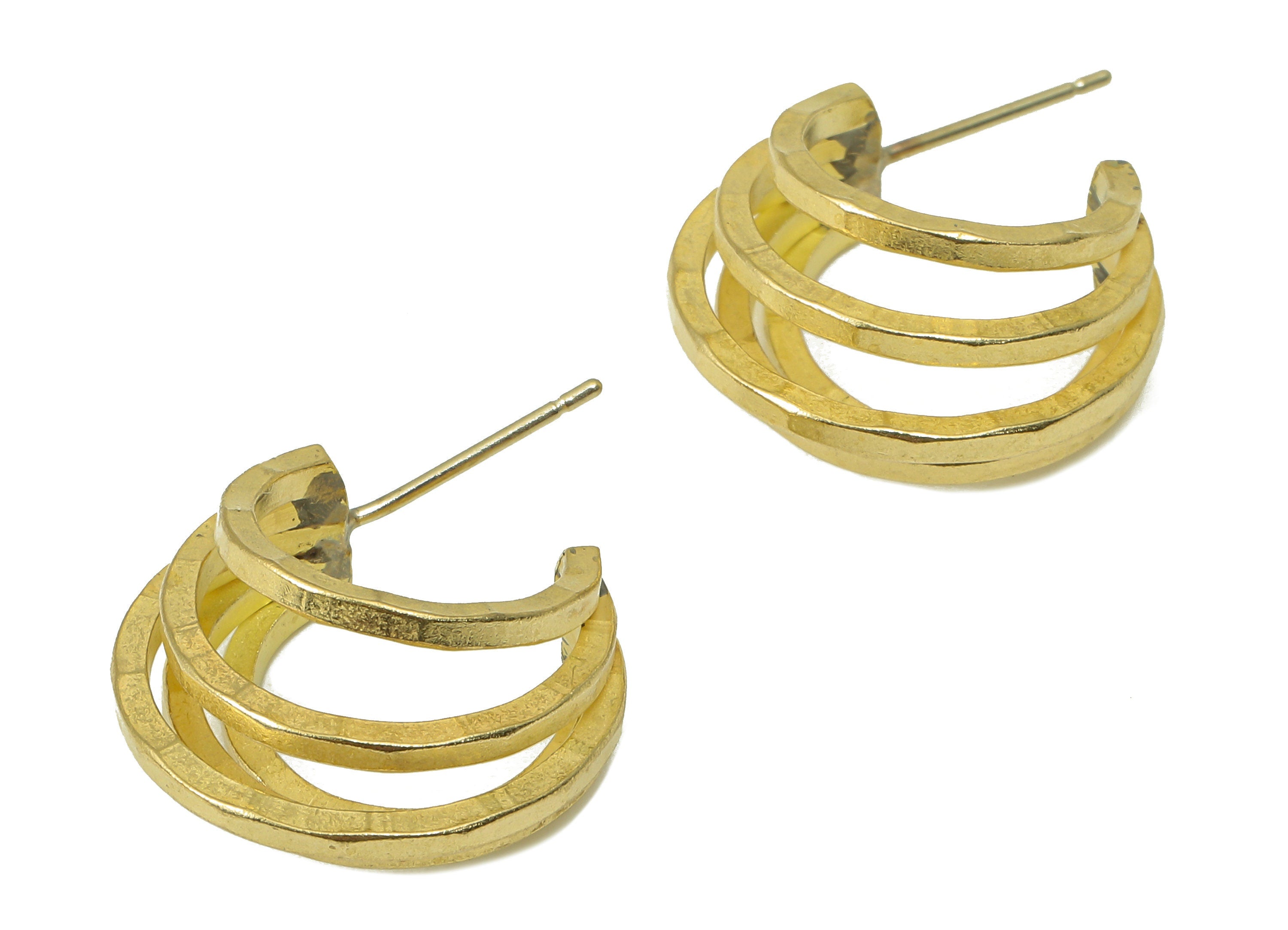 Raw Brass C Hoop Stud Earring - Brass Round Earring Stud - C Open Hoop Earring Post - Earring Hoop - 18.41x 22.83x 3.46mm - PP8288 - DOMEDBAZAAR