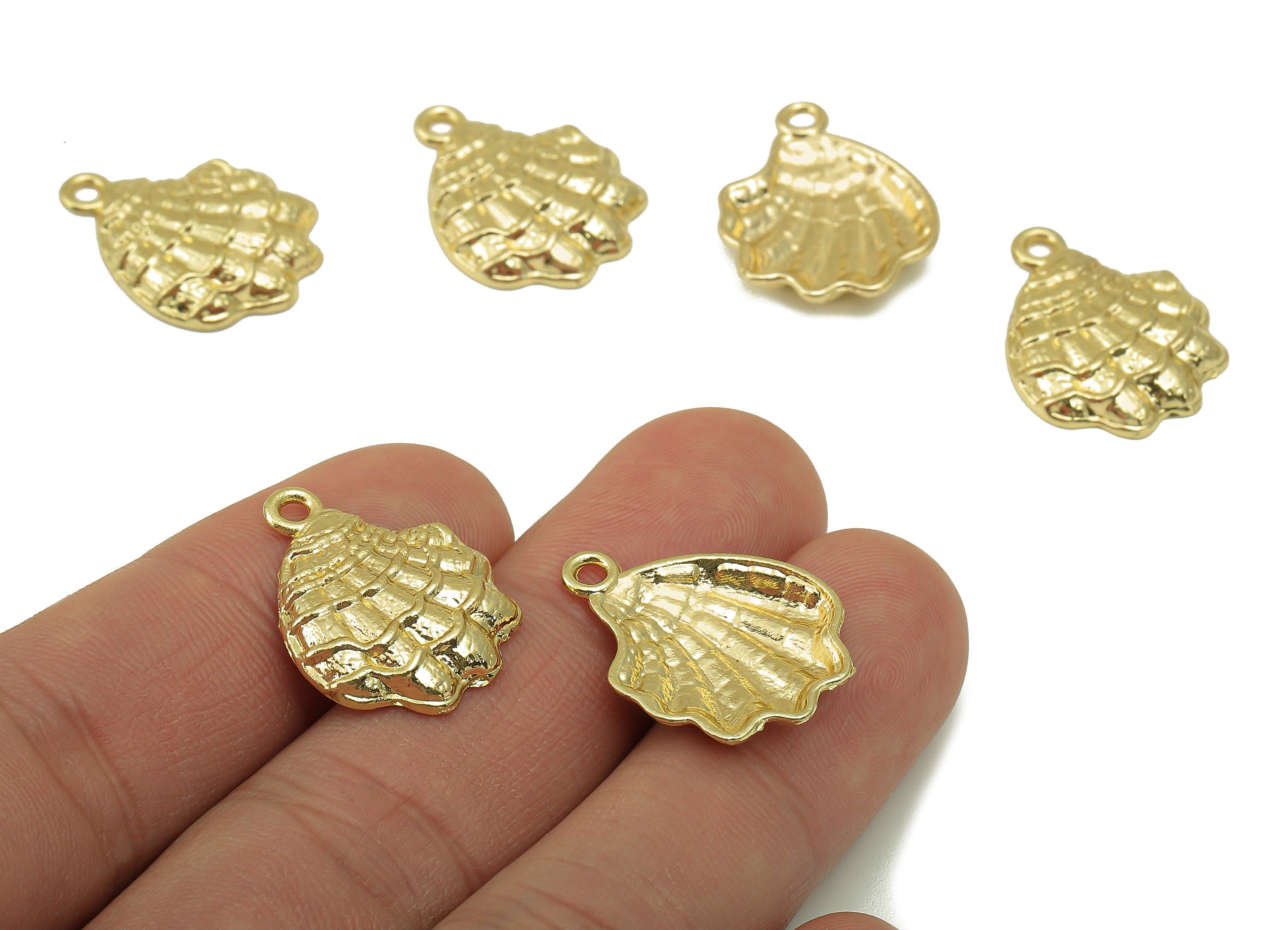 Alloy See Shell Charms - Zinc Alloy Marine Life Pendant -Zinc Alloy See Shell Charms - KC Gold Tone Plated -22.29 x 17.95 x 1.91mm - ZZ2041 - DOMEDBAZAAR