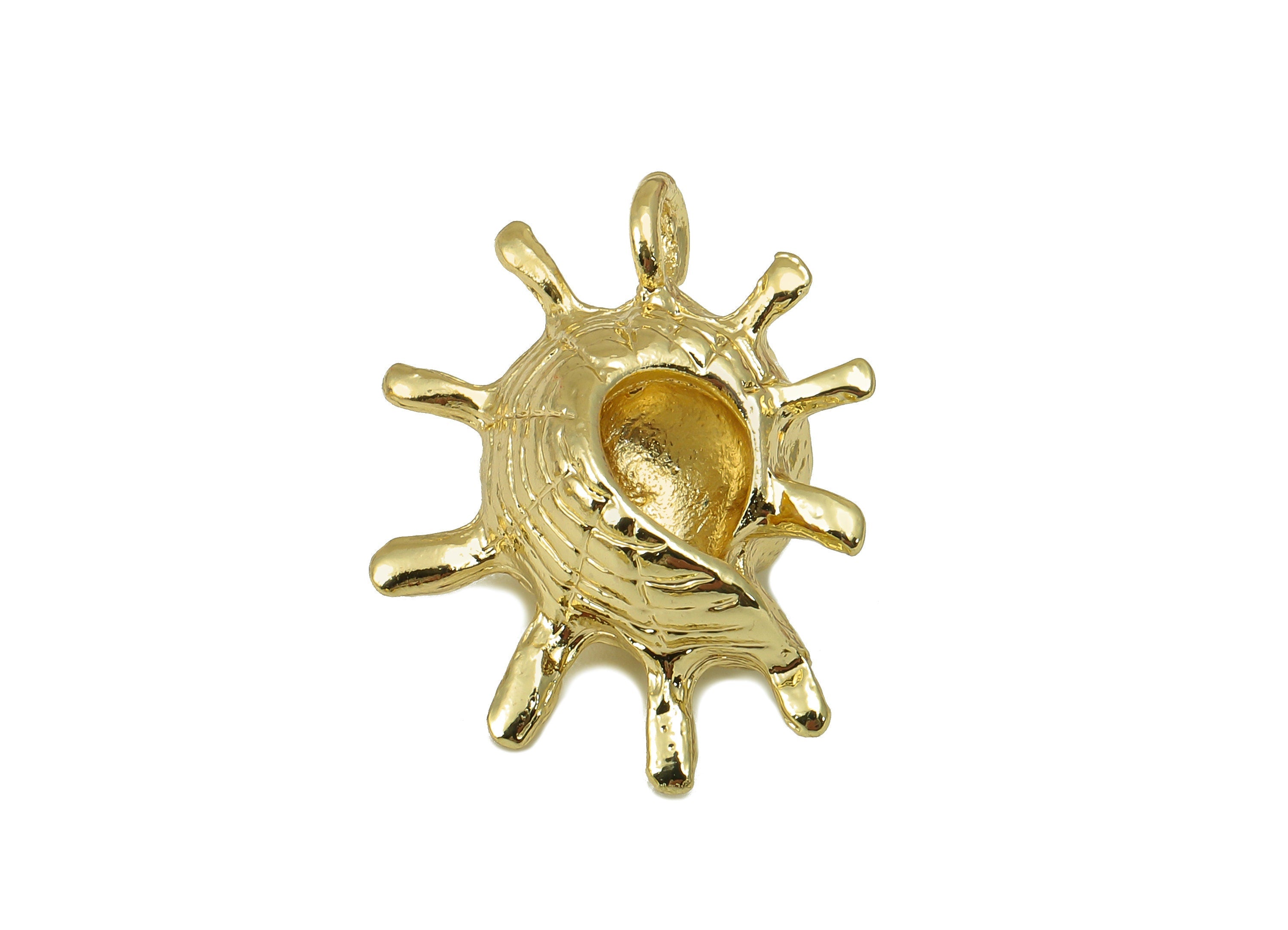 Alloy Cone Shell Charms - Zinc Alloy Trumpet Shell Charm -Whelk Seashell - KC Gold Tone Plated -24x19x13mm- ZZ2044 - DOMEDBAZAAR