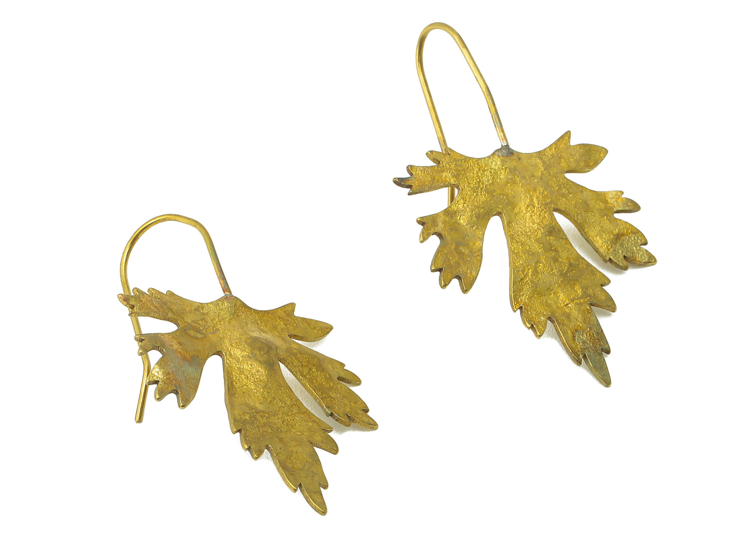 Raw Brass Maple Ear Wires Earring - Brass Leaf Hook Earring -Textured Botanies Earring Hook -Jewelry Making- 36.94x 23.26x 0.85mm- PP8290 - DOMEDBAZAAR