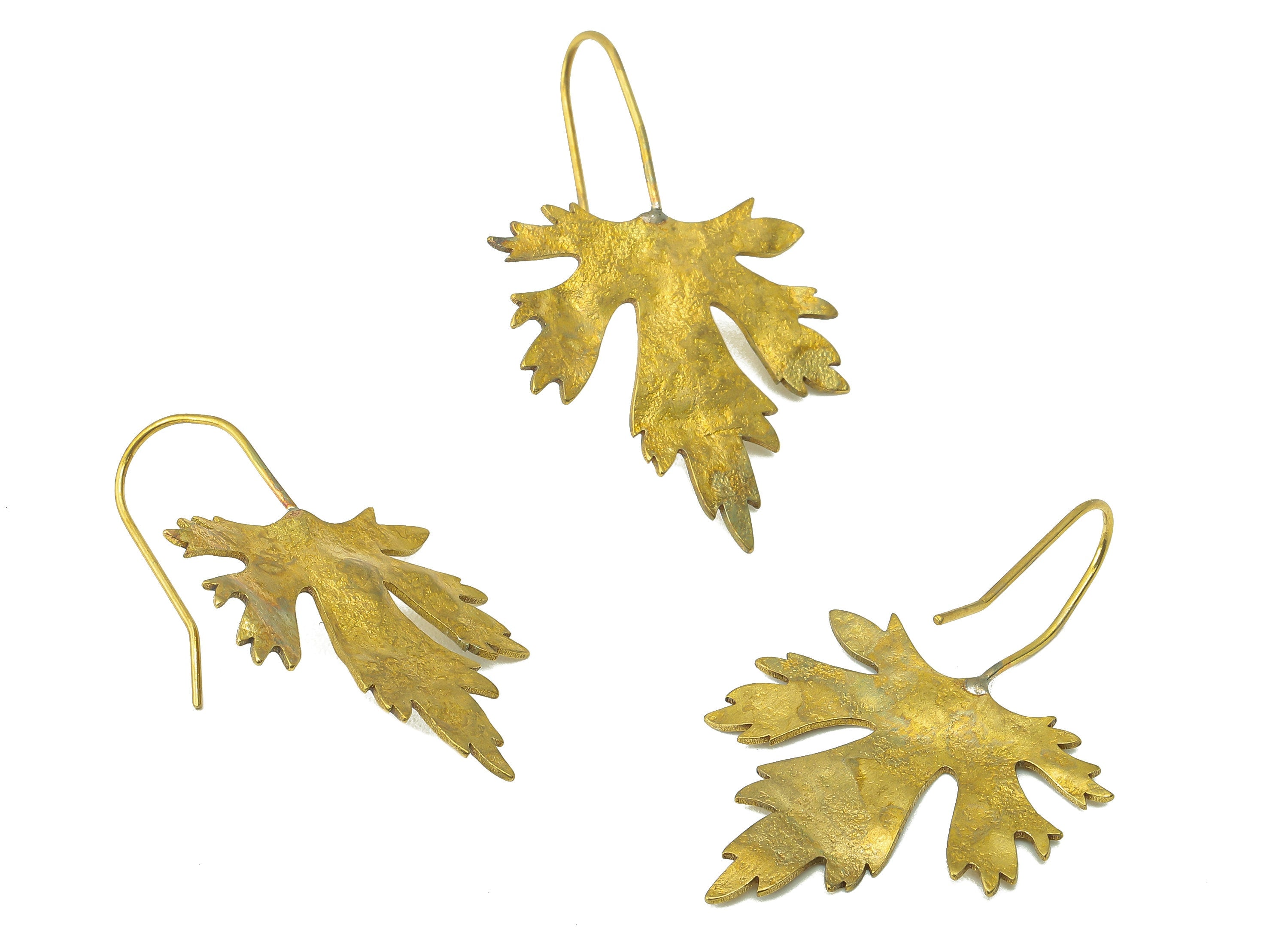 Raw Brass Maple Ear Wires Earring - Brass Leaf Hook Earring -Textured Botanies Earring Hook -Jewelry Making- 36.94x 23.26x 0.85mm- PP8290 - DOMEDBAZAAR