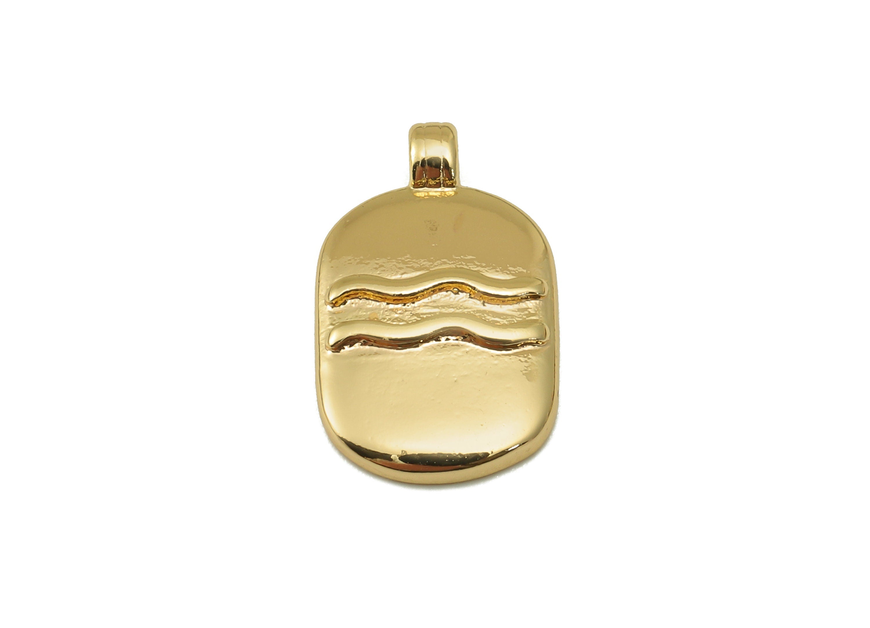 Brass Oval Earring Charm - Brass Constellation Earring -Textured Oval Aquarius Pendant-18K Real Gold Plated-JewelryMaking-18x11x3mm-RGP6669E - DOMEDBAZAAR