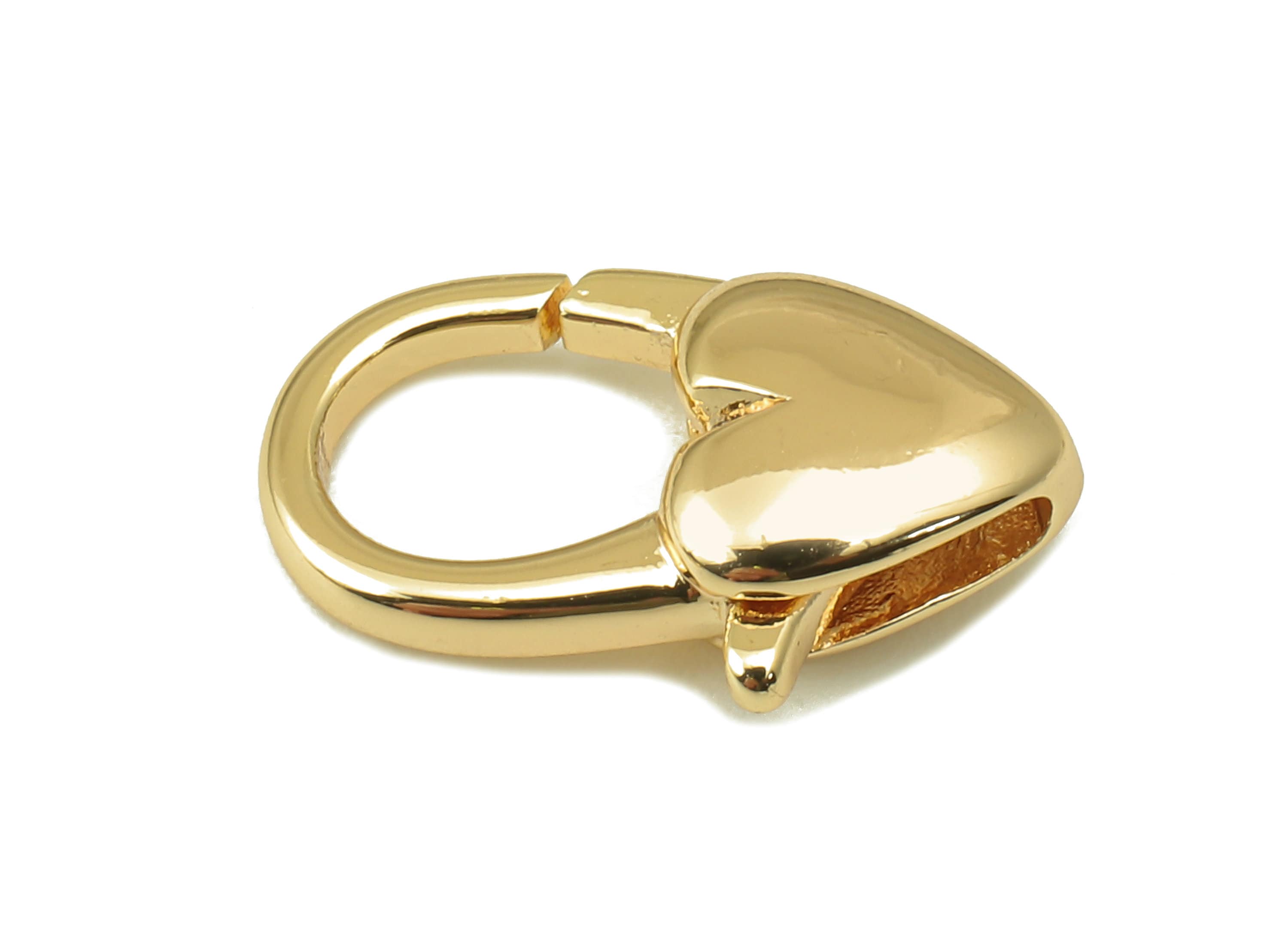 Brass Heart Shaped Lobster Clasp-Brass Necklace Clasp-Chain Connector-18K Real Gold Plating-Jewelry Making-17.38 x11.07x 4.88mm- RGP6122 - DOMEDBAZAAR