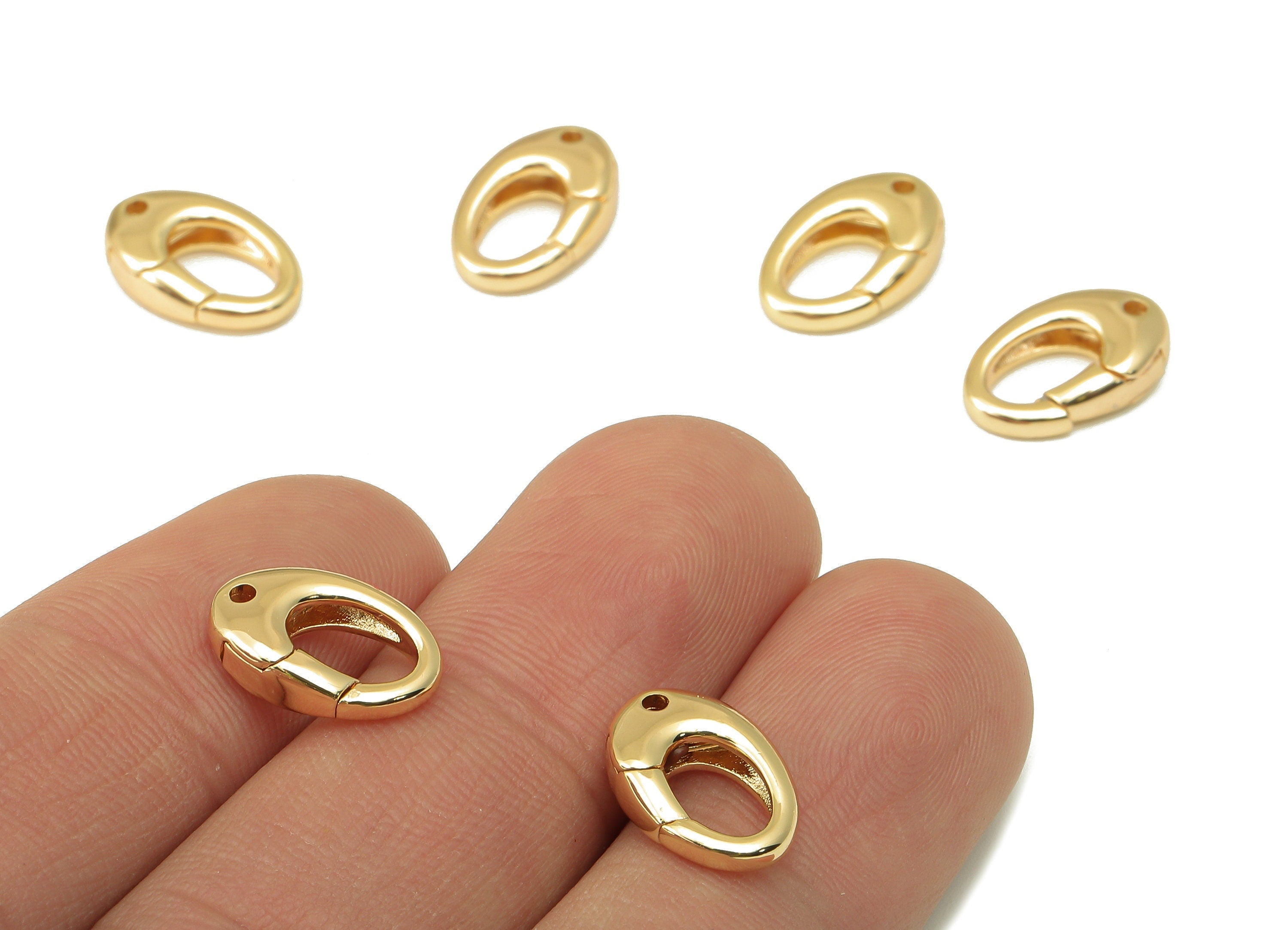 Brass Lobster Clasp-Brass Necklace Clasp-Chain Connector- O Shaped Clasp - 18K Real Gold Plating-Jewelry Making-13.58x 8.82x 3.8mm- RGP6123 - DOMEDBAZAAR