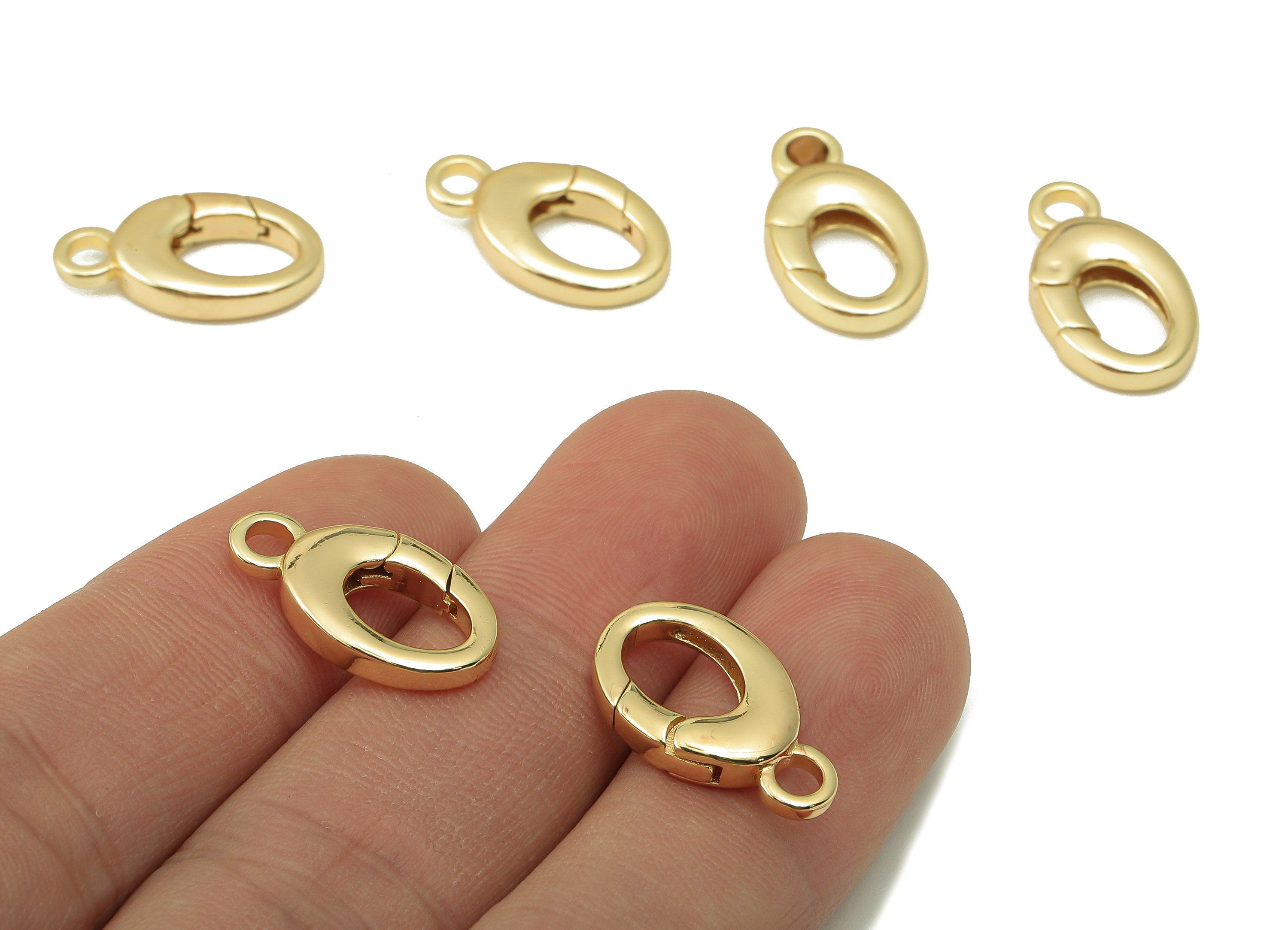 Brass Oval Lobster Clasp- Brass Necklace Clasp-Chain Connector - 18K Real Gold Plating-Jewelry Making-19.35x 10.98 x 3.61mm- RGP6124 - DOMEDBAZAAR