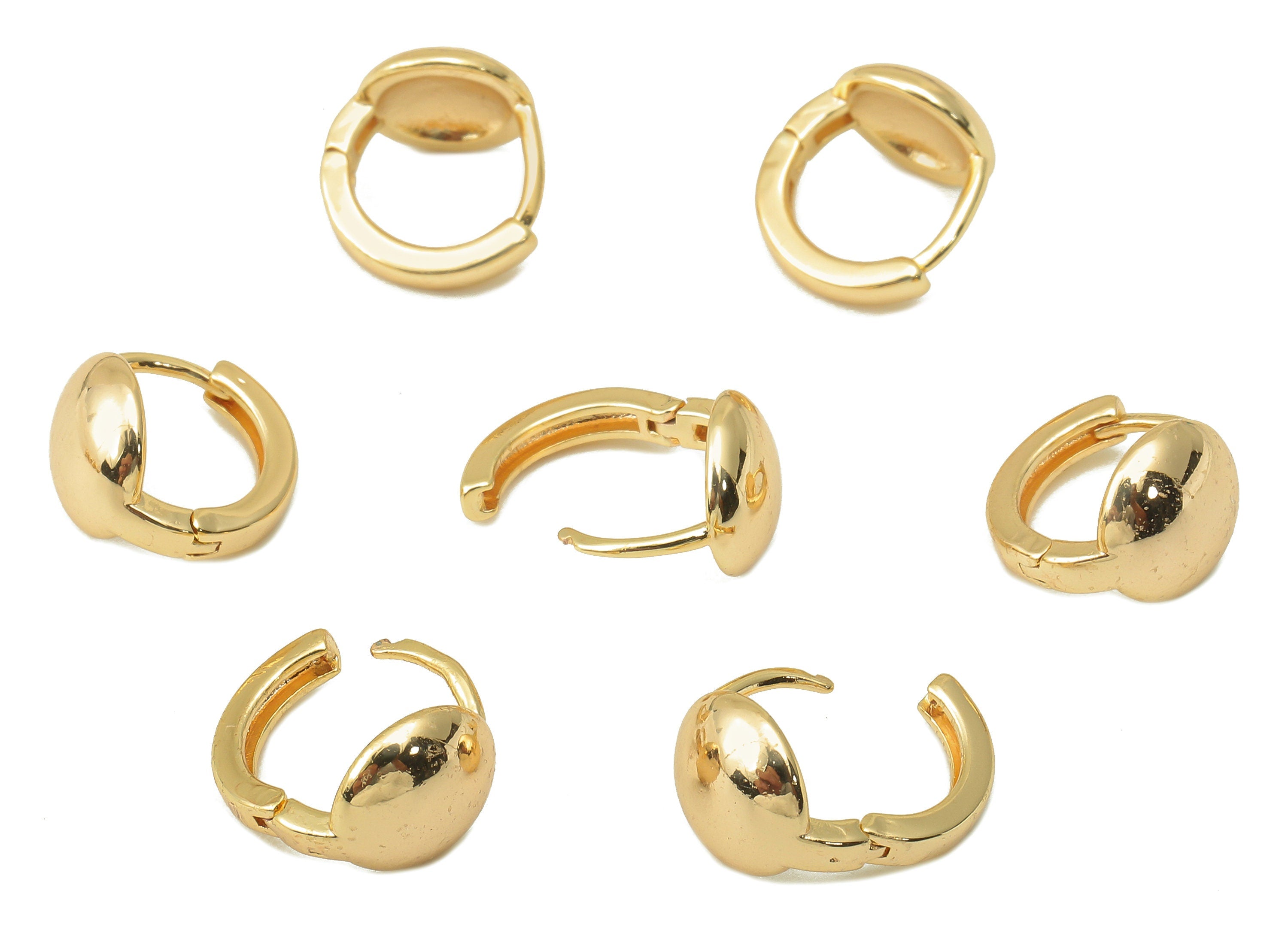Brass Round Hoop Earring Huggie - Mini Circle Huggies with Open Ring - Small Hoop Earrings -18K Real Gold Plating-11.17x10.56x1.42mm-RGP5988 - DOMEDBAZAAR
