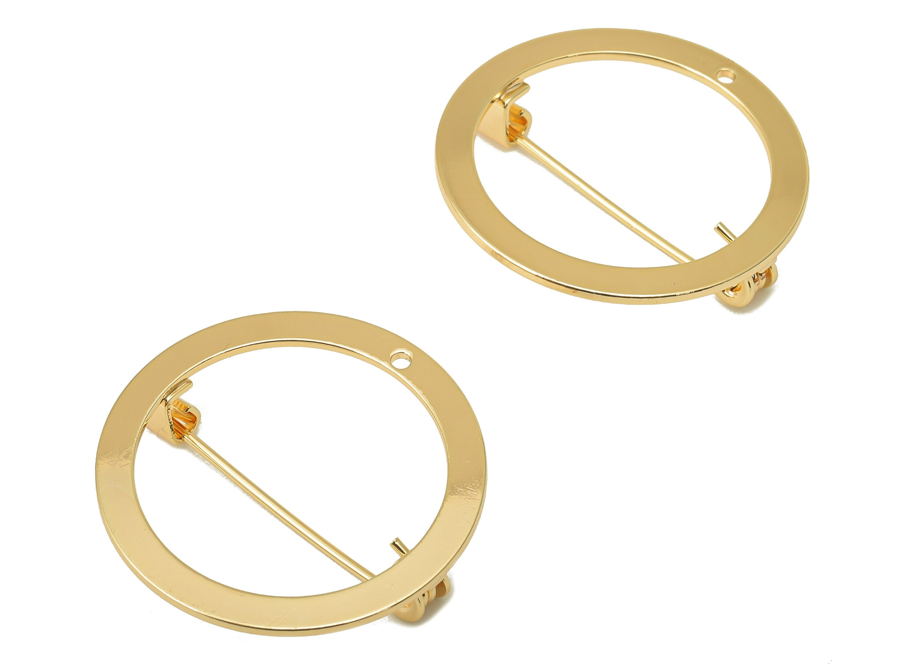 Brass Brooch Pins - Brass Back Base Safety Pin - Earring Finding - Jewelry Making Supplies- 18K Real Gold Plating - 29x28.8x0.94mm - RGP6015 - DOMEDBAZAAR