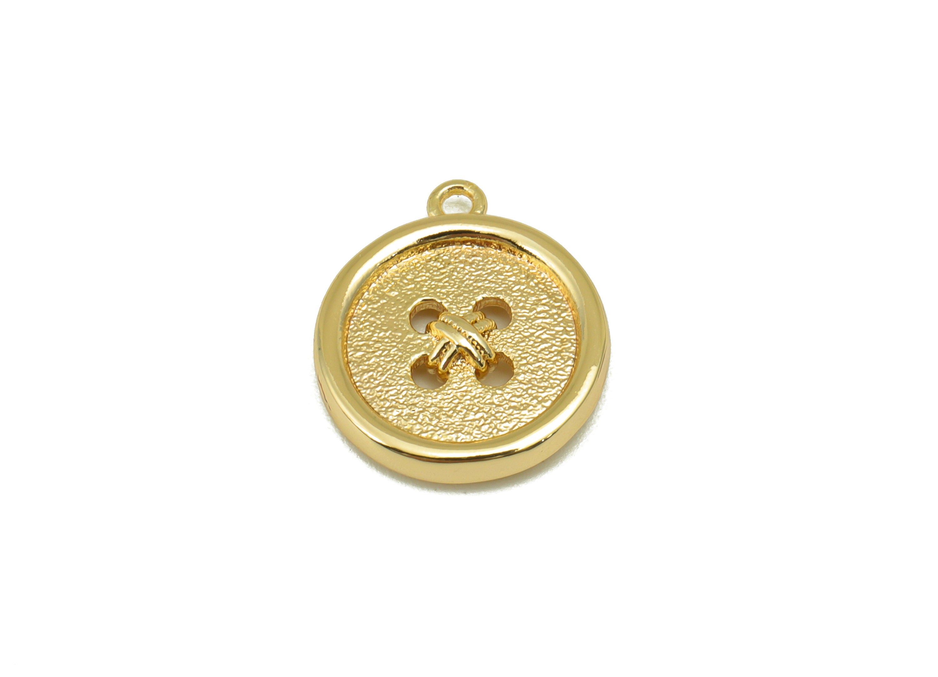 Brass Round Charm - Brass Button For Pendant - Circle Button Earring Charm - For Necklace - 18K Real Gold Plated - 16.9x14.5x 3mm - RGP6463 - DOMEDBAZAAR