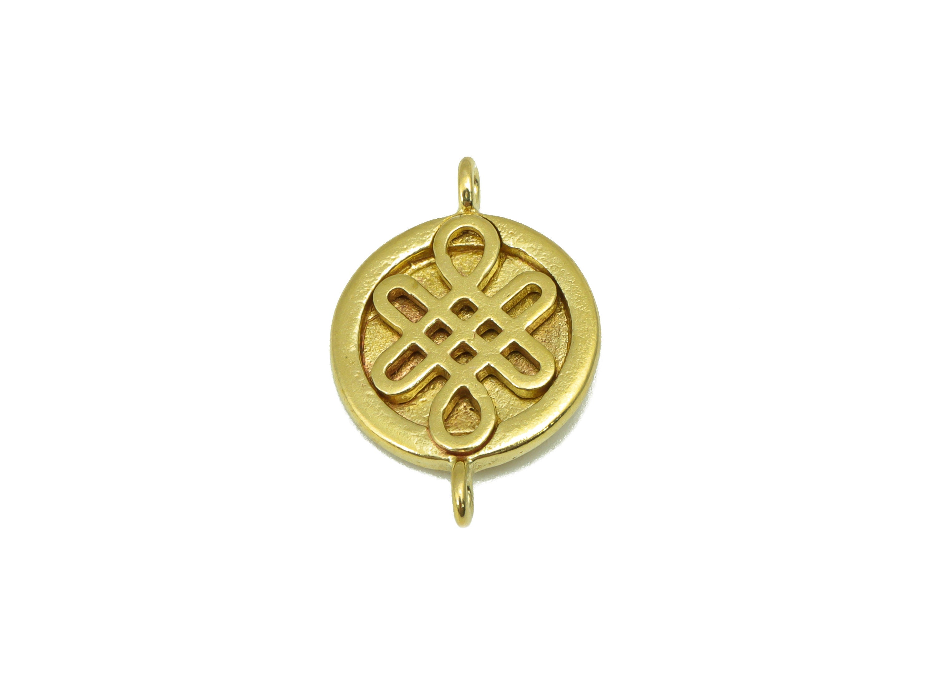 Brass Round Earring Charm - Brass Chinese Knot Connector - For Bracelet - Jewelry Making Supplies - 22x 14.x 1.91mm -PP8487 - DOMEDBAZAAR
