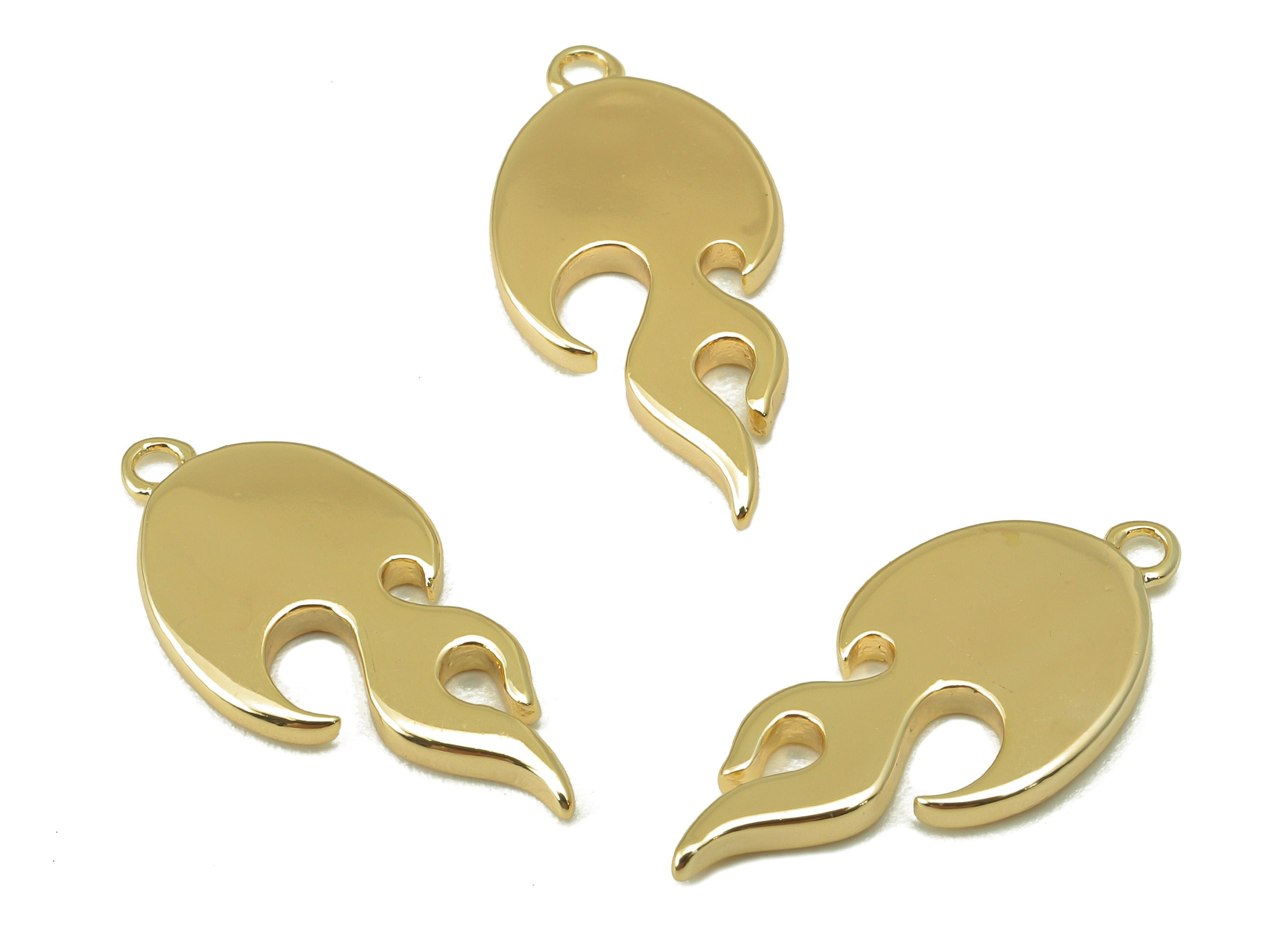 Brass Textured Flame pendant-Brass Textured Necklace-Burning Earring Pendant-DIY Jewelry Making Supplies-20.88x 9.96x 1.66mm-RGP6183 - DOMEDBAZAAR