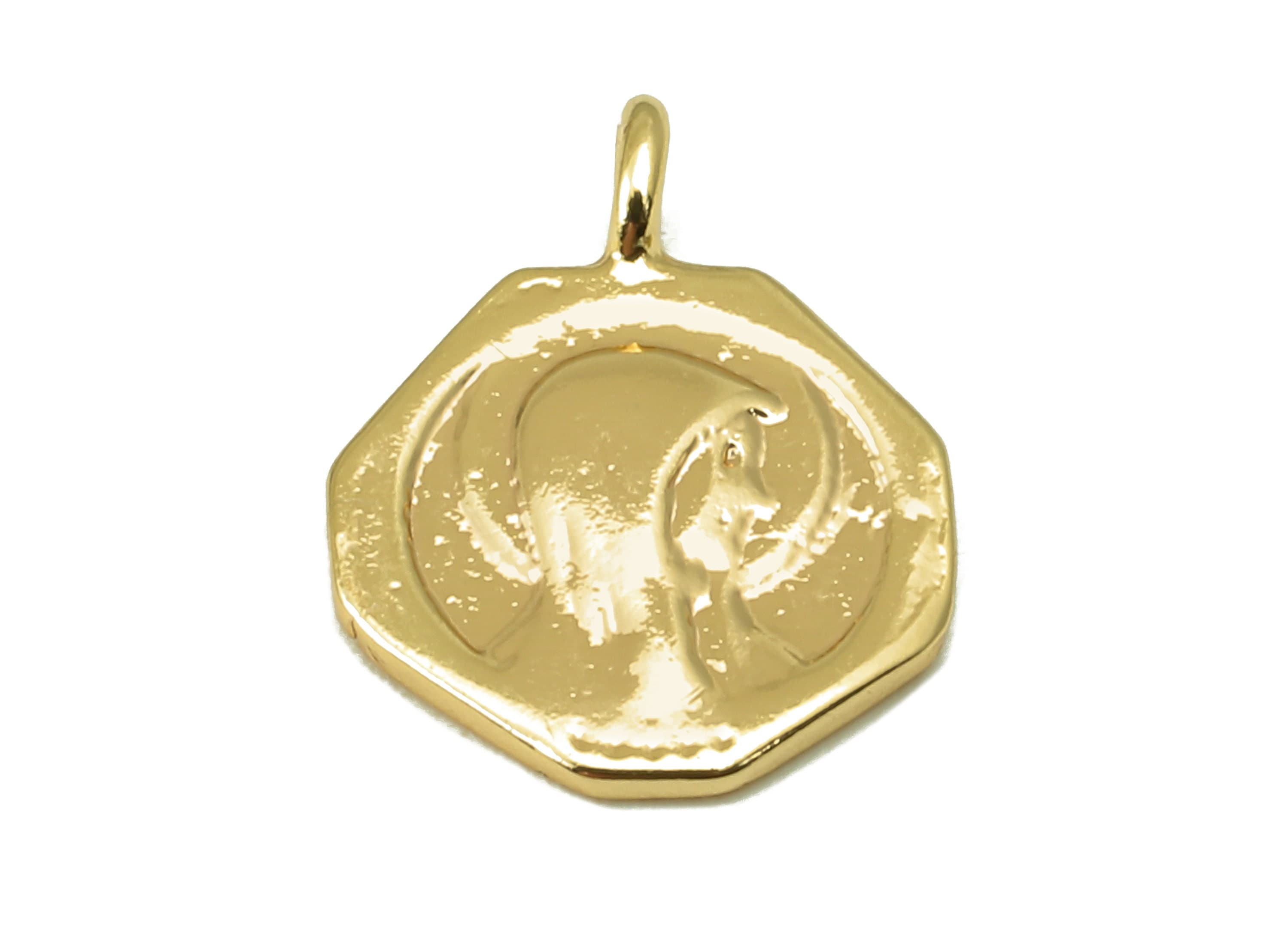 Brass Octagon Portrait pendant-Brass Octagon Necklace -Mini pendant For Necklace -Jewelry Making Supplies-10.49x 10.91x 1.8mm-RGP6191 - DOMEDBAZAAR