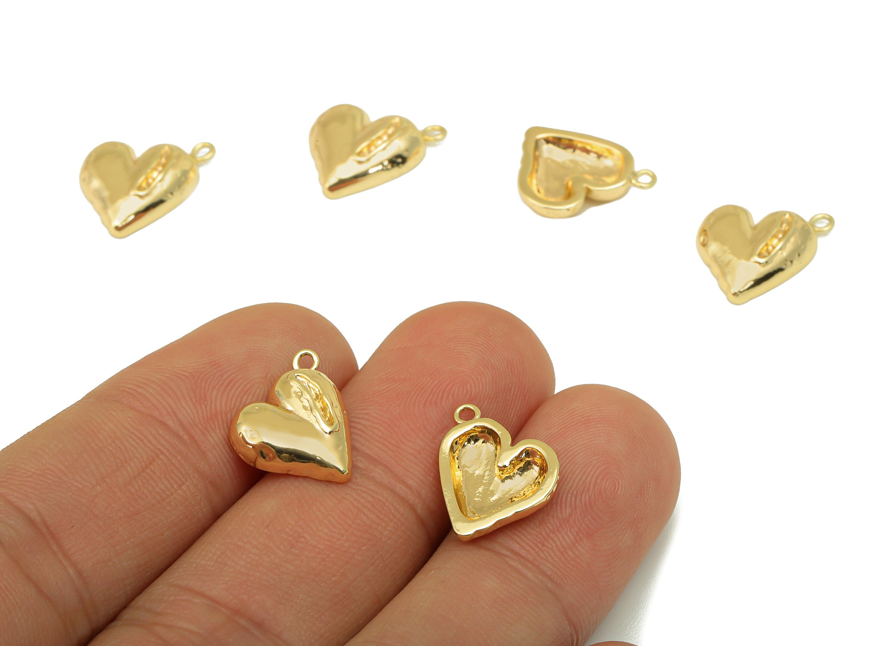 Brass Heart Earrings Charm - Broken Heart Pendant - for Necklace-Jewelry making-For Necklace - 18k Gold Plated - 15x11 x 1.95mm- RGP6228 - DOMEDBAZAAR